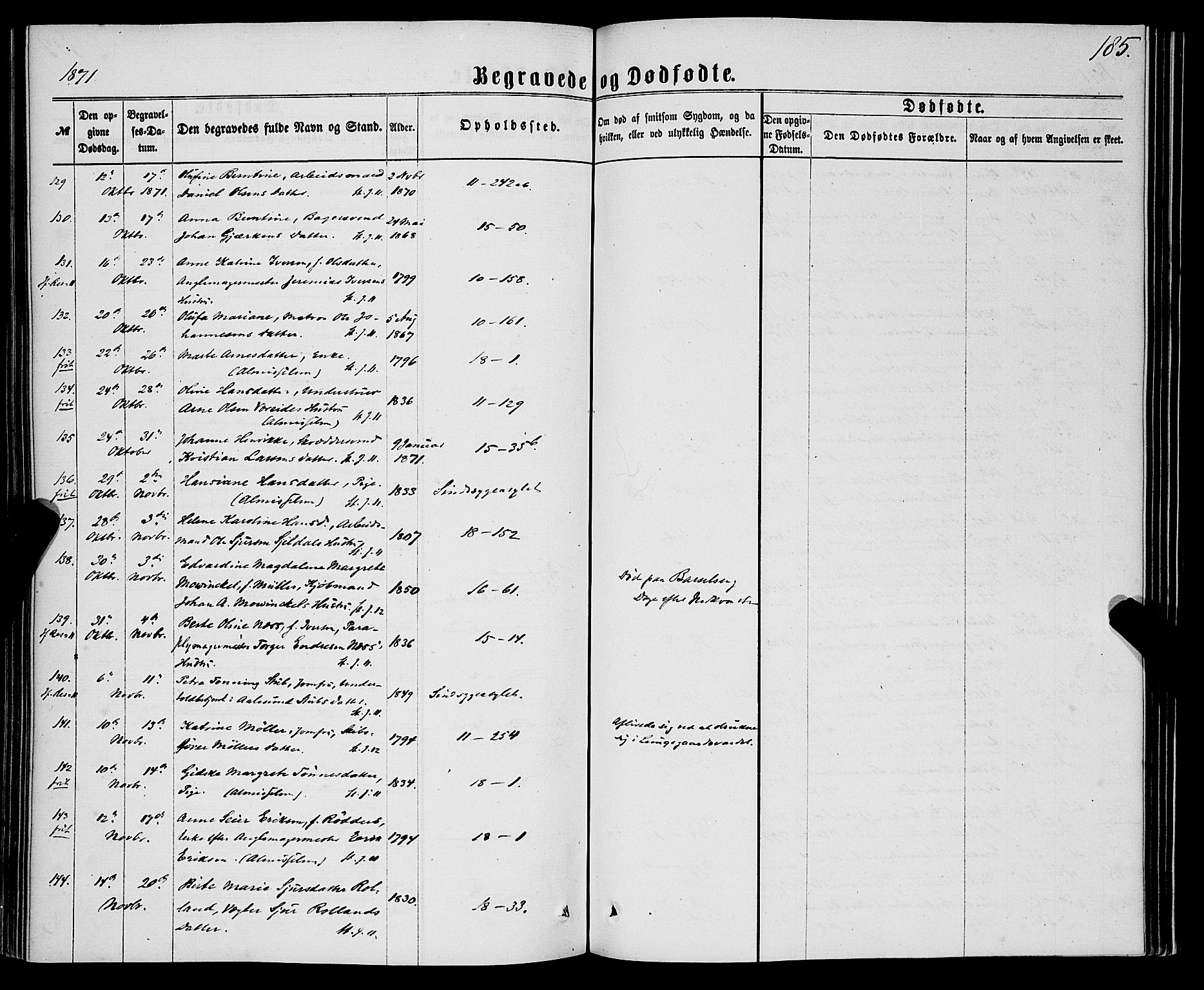 Domkirken sokneprestembete, SAB/A-74801/H/Haa/L0042: Ministerialbok nr. E 3, 1863-1876, s. 185