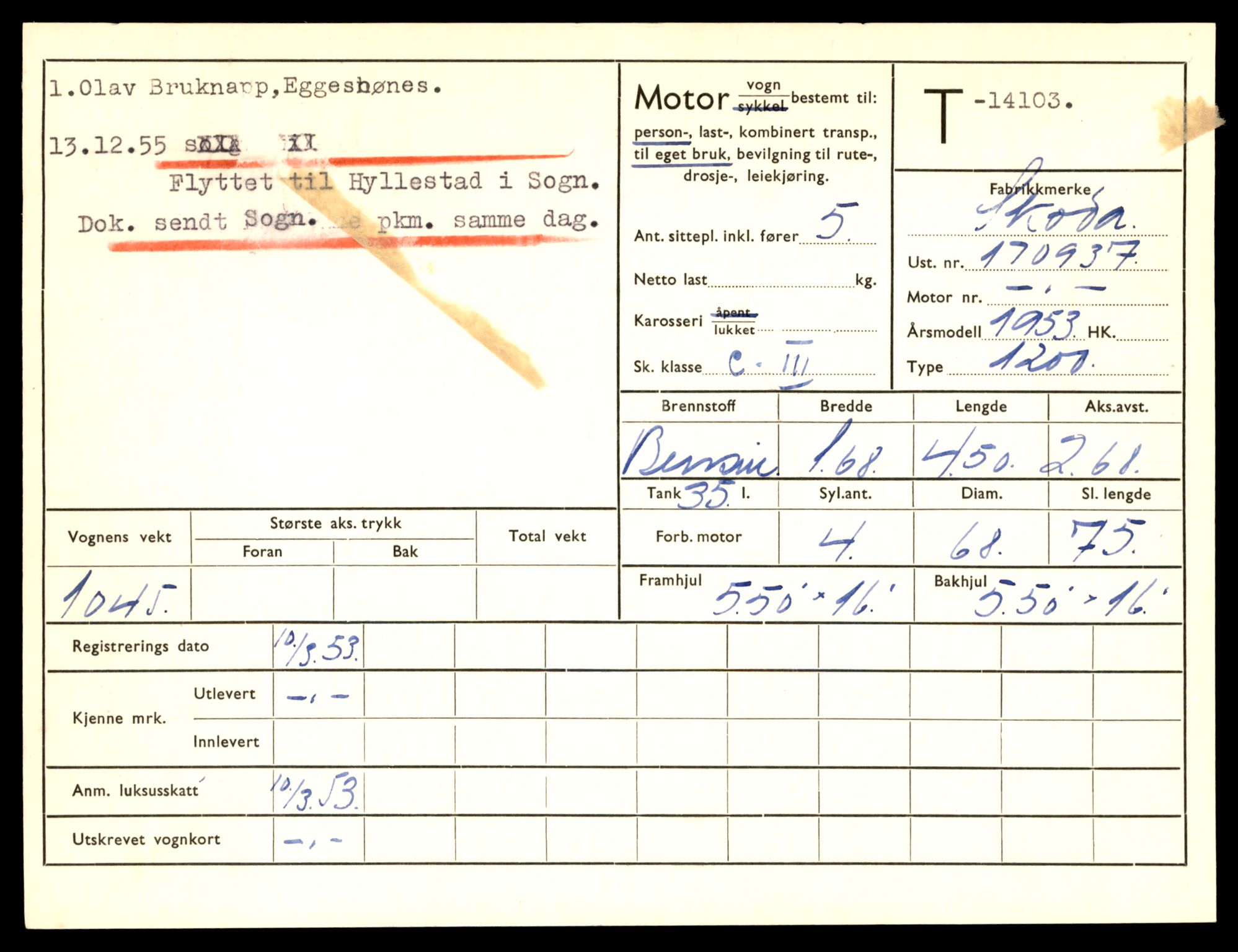 Møre og Romsdal vegkontor - Ålesund trafikkstasjon, AV/SAT-A-4099/F/Fe/L0043: Registreringskort for kjøretøy T 14080 - T 14204, 1927-1998, s. 593