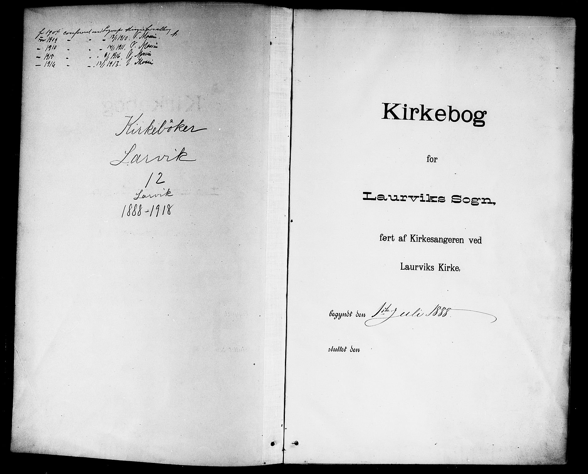 Larvik kirkebøker, SAKO/A-352/G/Ga/L0007: Klokkerbok nr. I 7, 1888-1918