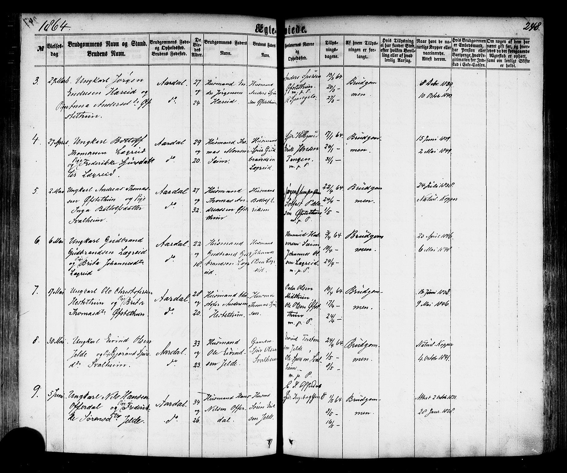 Årdal sokneprestembete, AV/SAB-A-81701: Ministerialbok nr. A 3, 1863-1886, s. 248