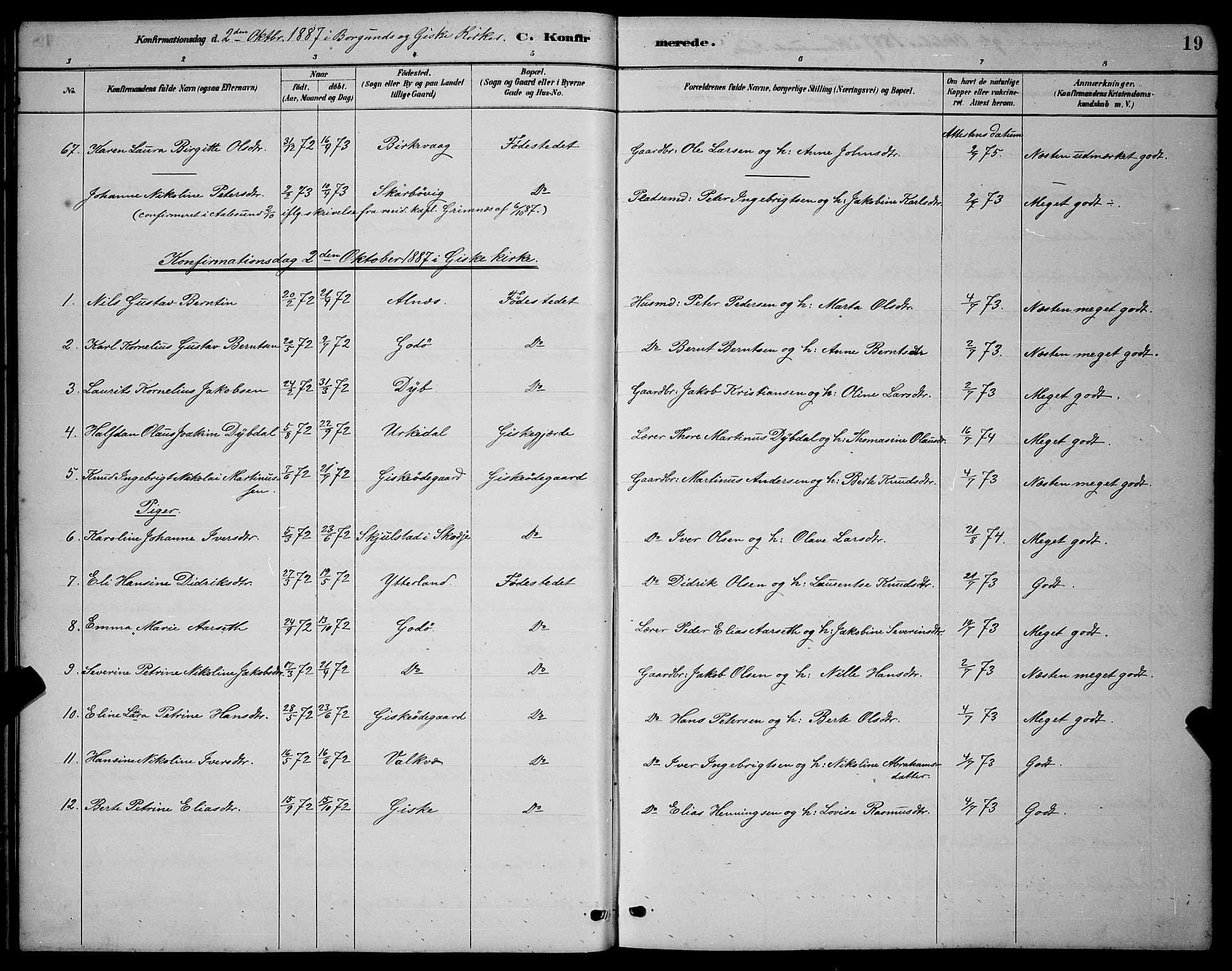 Ministerialprotokoller, klokkerbøker og fødselsregistre - Møre og Romsdal, SAT/A-1454/528/L0430: Klokkerbok nr. 528C11, 1884-1899, s. 19