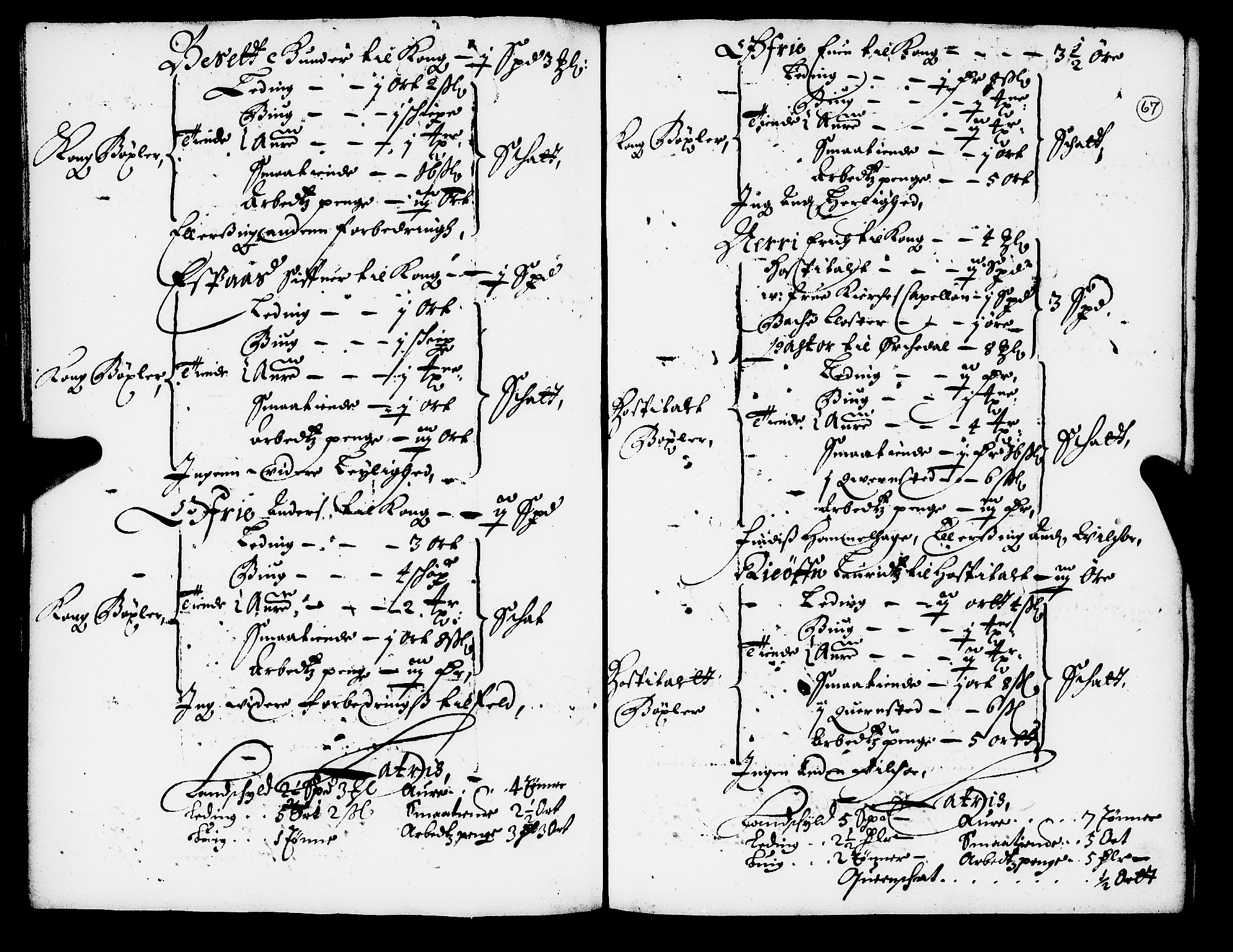 Rentekammeret inntil 1814, Realistisk ordnet avdeling, RA/EA-4070/N/Nb/Nba/L0052: Strinda len, 1667, s. 66b-67a