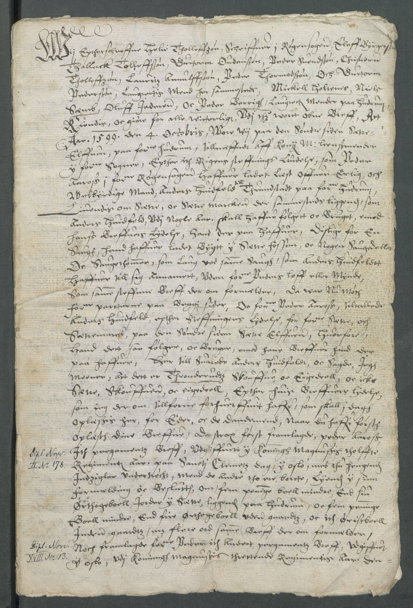 Riksarkivets diplomsamling, AV/RA-EA-5965/F02/L0108: Dokumenter, 1599, s. 33