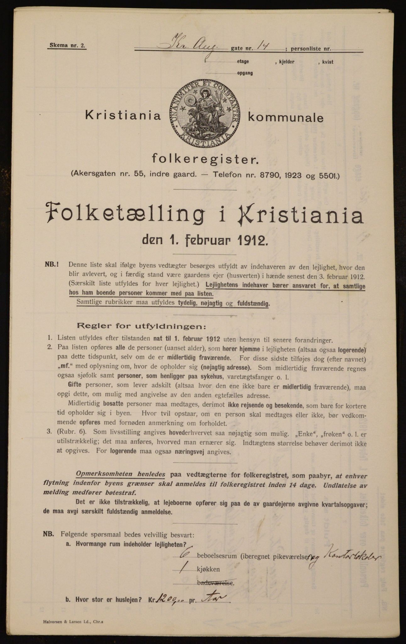 OBA, Kommunal folketelling 1.2.1912 for Kristiania, 1912, s. 54318