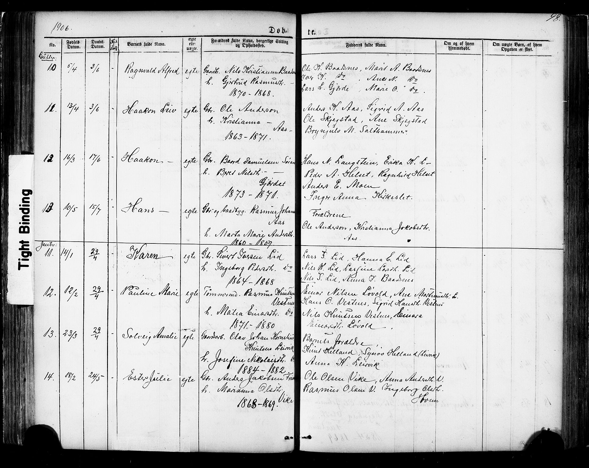 Ministerialprotokoller, klokkerbøker og fødselsregistre - Møre og Romsdal, AV/SAT-A-1454/539/L0536: Klokkerbok nr. 539C02, 1867-1913, s. 98