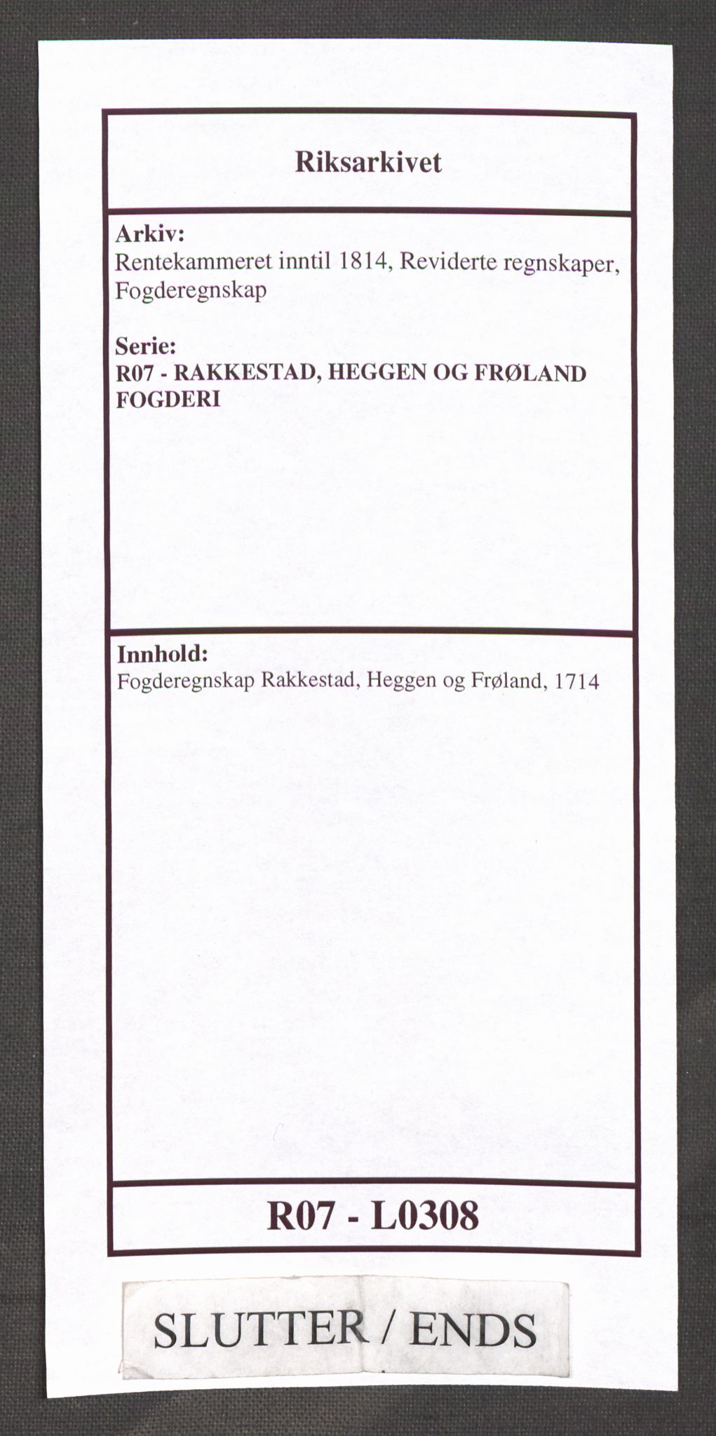 Rentekammeret inntil 1814, Reviderte regnskaper, Fogderegnskap, AV/RA-EA-4092/R07/L0308: Fogderegnskap Rakkestad, Heggen og Frøland, 1714, s. 519