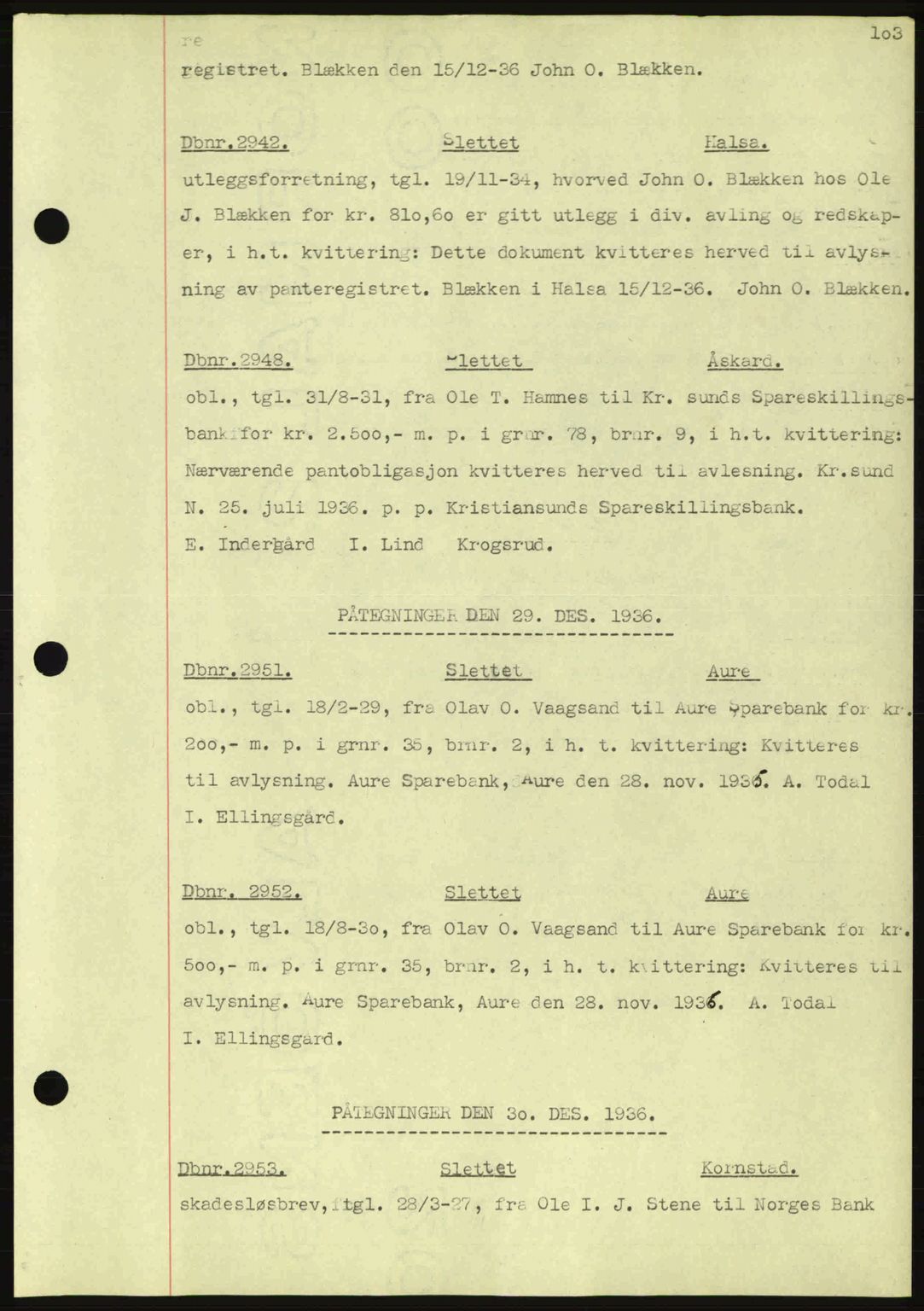 Nordmøre sorenskriveri, SAT/A-4132/1/2/2Ca: Pantebok nr. C80, 1936-1939, Dagboknr: 2942/1936