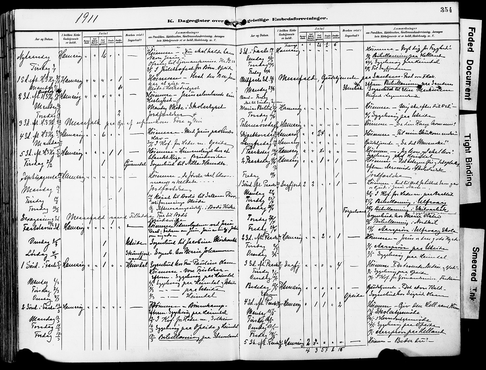 Ministerialprotokoller, klokkerbøker og fødselsregistre - Nordland, SAT/A-1459/859/L0848: Ministerialbok nr. 859A08, 1900-1912, s. 354