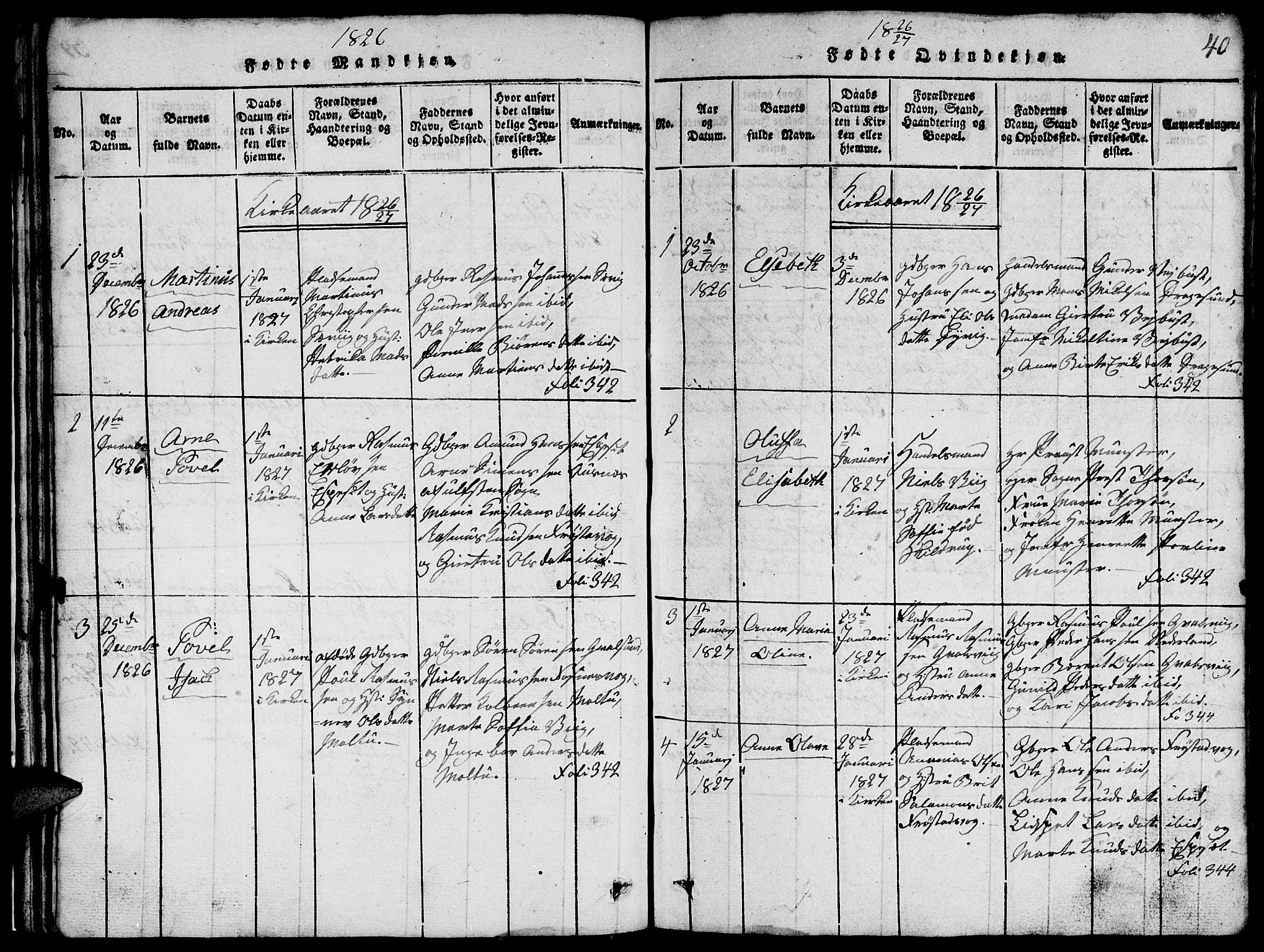Ministerialprotokoller, klokkerbøker og fødselsregistre - Møre og Romsdal, SAT/A-1454/507/L0078: Klokkerbok nr. 507C01, 1816-1840, s. 40