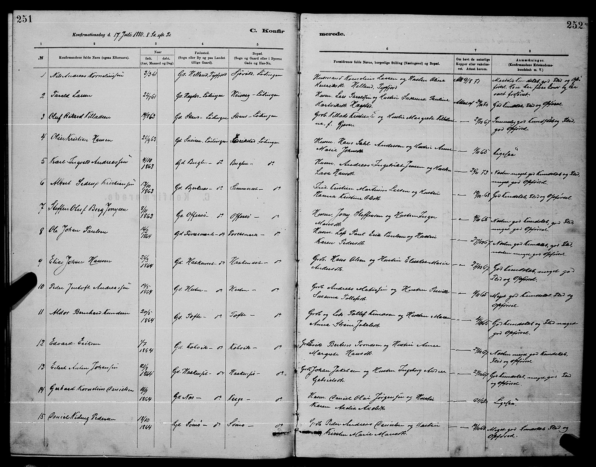 Ministerialprotokoller, klokkerbøker og fødselsregistre - Nordland, SAT/A-1459/872/L1047: Klokkerbok nr. 872C03, 1880-1897, s. 251-252