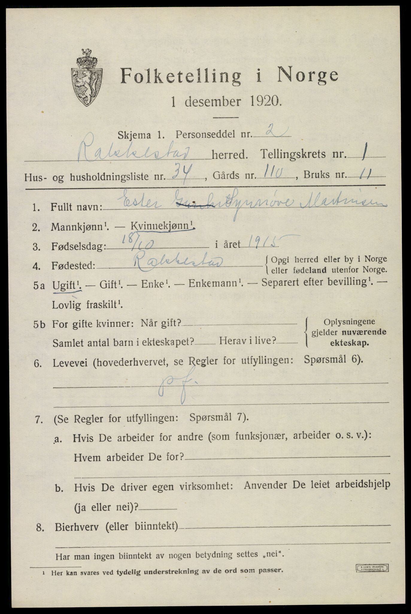 SAO, Folketelling 1920 for 0128 Rakkestad herred, 1920, s. 2053