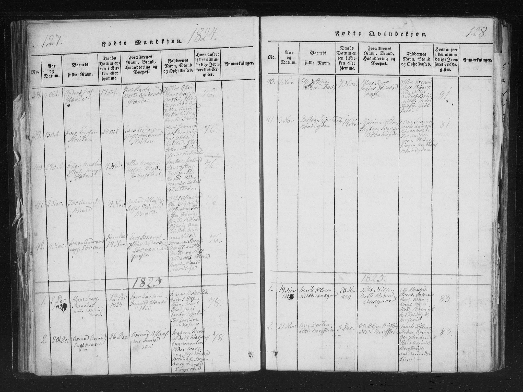 Aremark prestekontor Kirkebøker, AV/SAO-A-10899/F/Fc/L0001: Ministerialbok nr. III 1, 1814-1834, s. 127-128