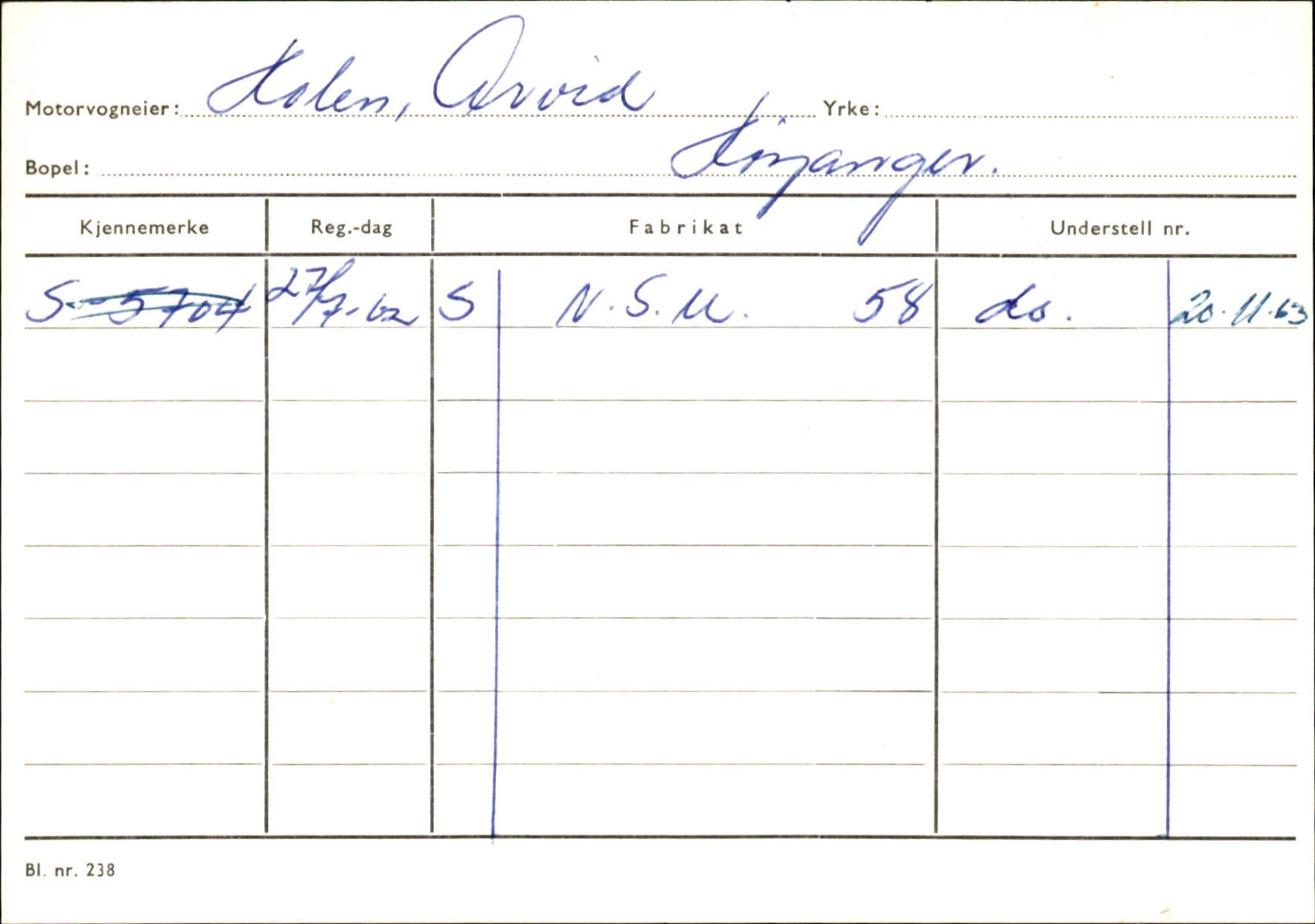 Statens vegvesen, Sogn og Fjordane vegkontor, AV/SAB-A-5301/4/F/L0130: Eigarregister Eid T-Å. Høyanger A-O, 1945-1975, s. 1463