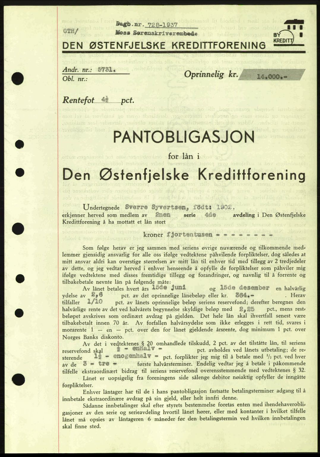 Moss sorenskriveri, SAO/A-10168: Pantebok nr. B3, 1937-1937, Dagboknr: 728/1937