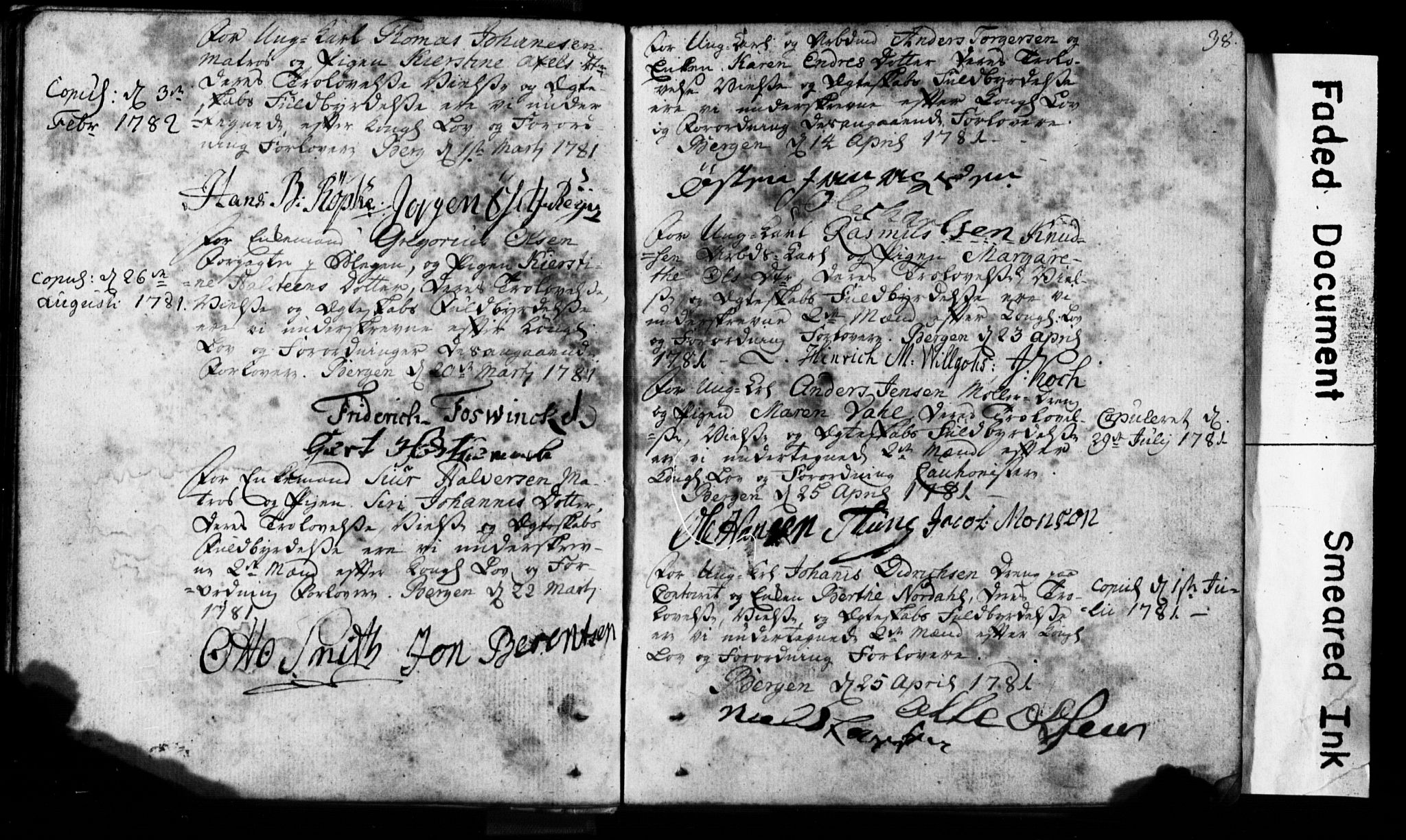 Korskirken sokneprestembete, SAB/A-76101: Forlovererklæringer nr. II.5.1, 1776-1816, s. 38