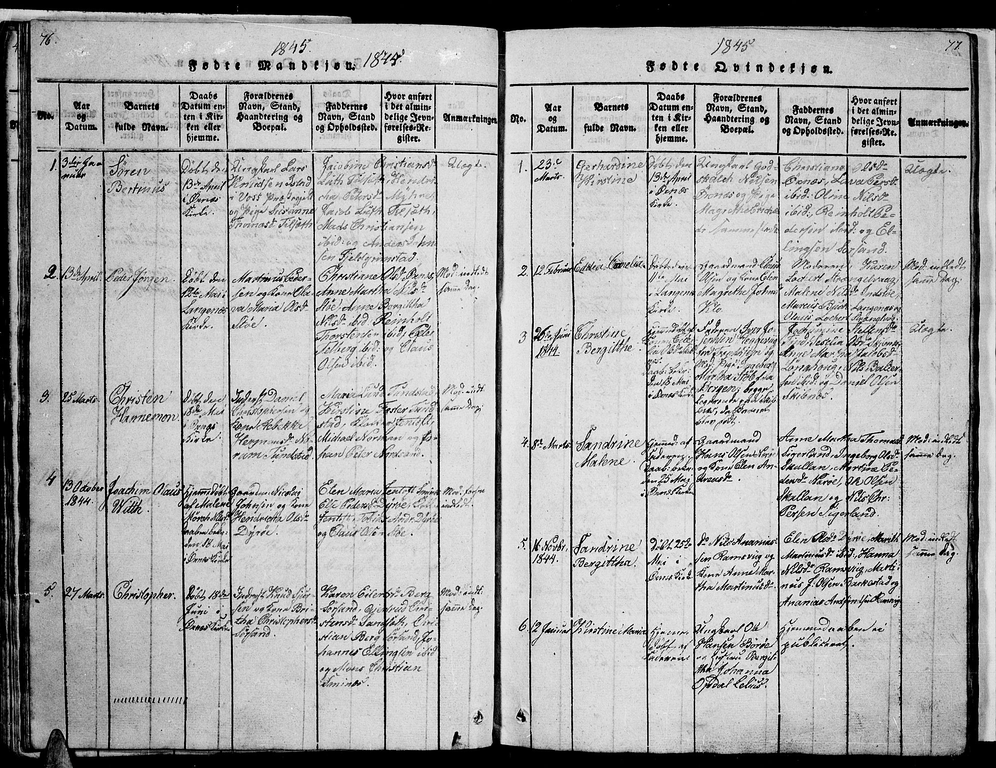 Ministerialprotokoller, klokkerbøker og fødselsregistre - Nordland, AV/SAT-A-1459/893/L1346: Klokkerbok nr. 893C01, 1820-1858, s. 76-77