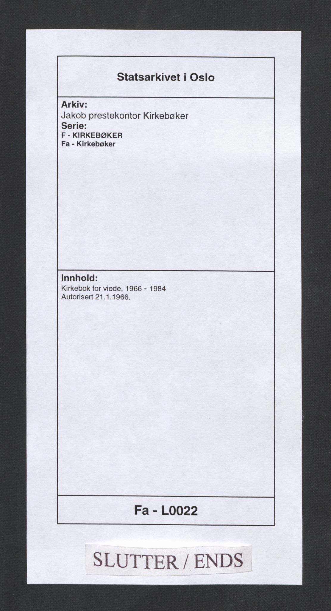 Jakob prestekontor Kirkebøker, SAO/A-10850/F/Fa/L0022: Ministerialbok nr. 22, 1966-1984