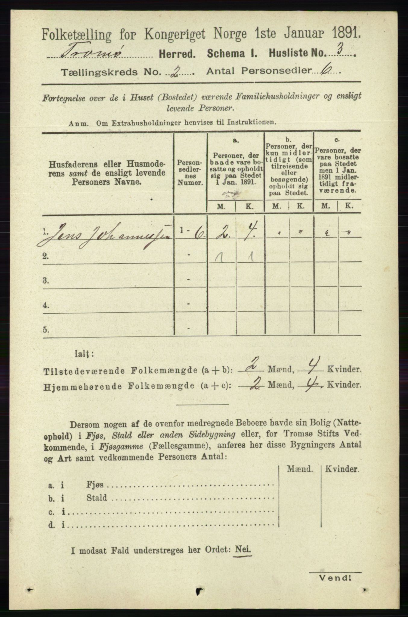 RA, Folketelling 1891 for 0921 Tromøy herred, 1891, s. 411