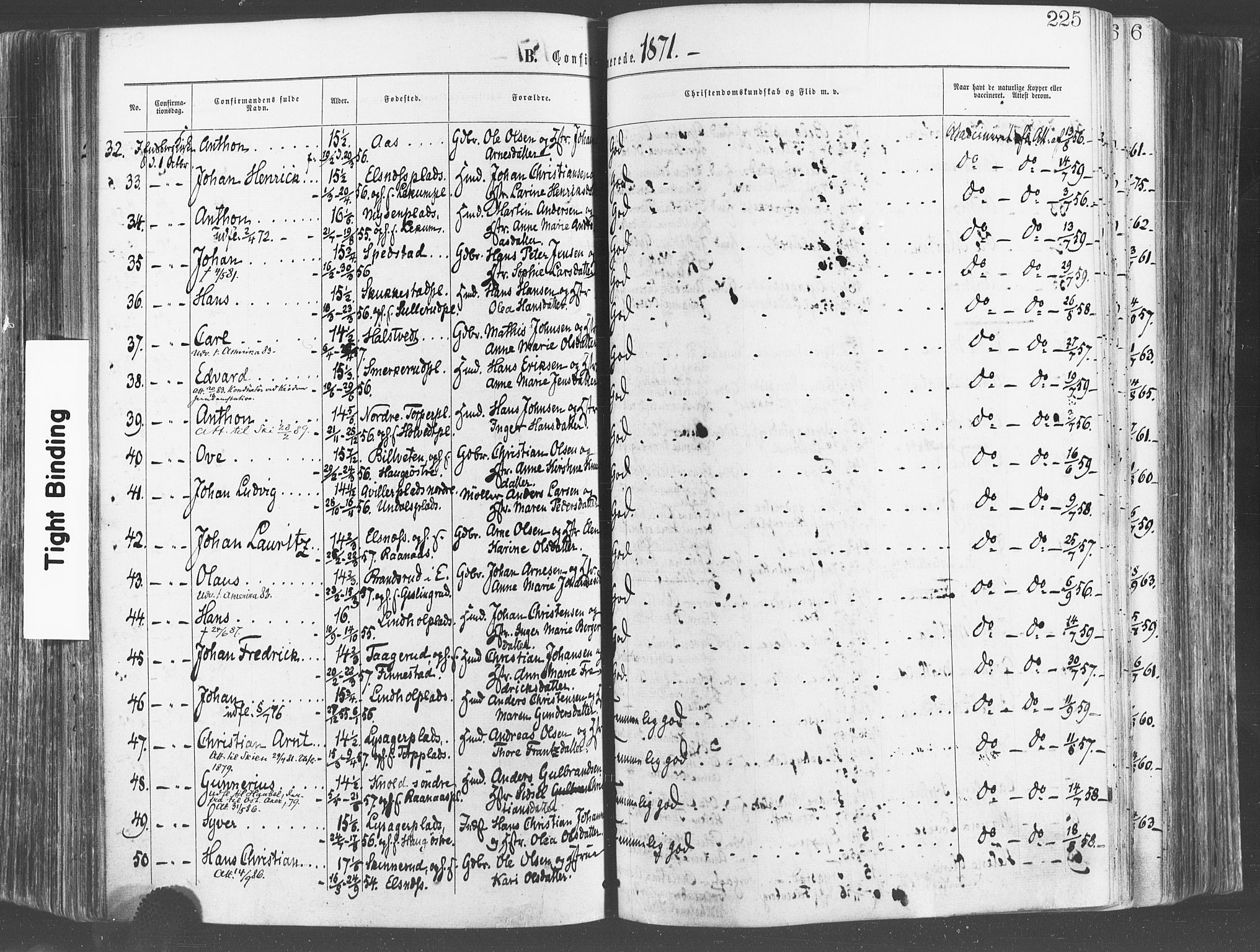 Eidsberg prestekontor Kirkebøker, AV/SAO-A-10905/F/Fa/L0011: Ministerialbok nr. I 11, 1867-1878, s. 225