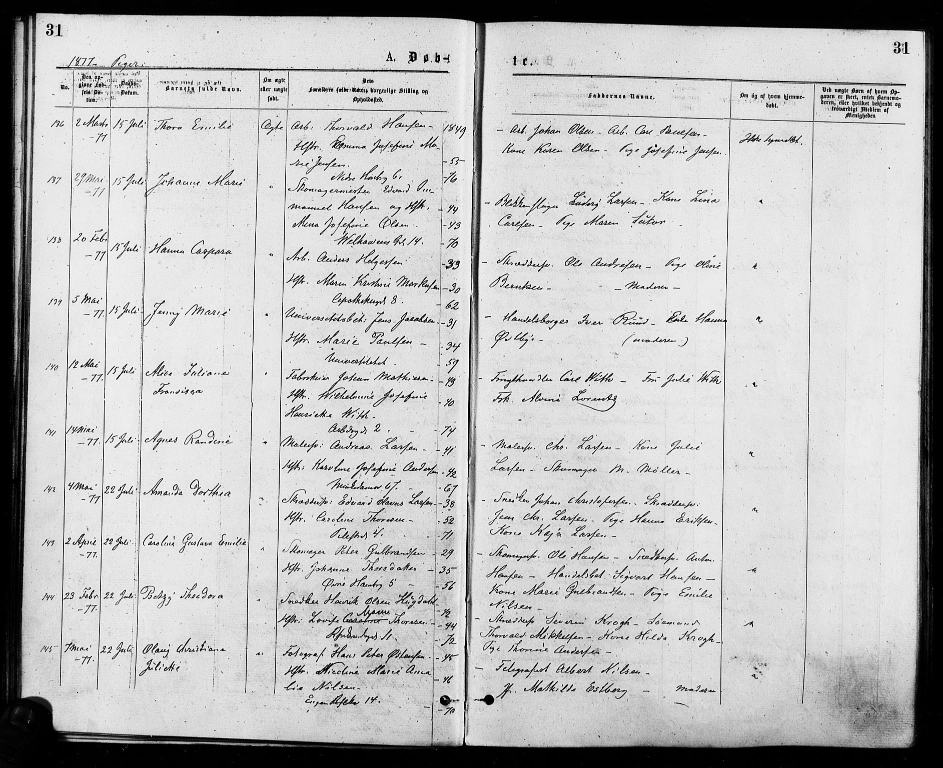 Trefoldighet prestekontor Kirkebøker, AV/SAO-A-10882/F/Fa/L0004: Ministerialbok nr. I 4, 1876-1880, s. 31