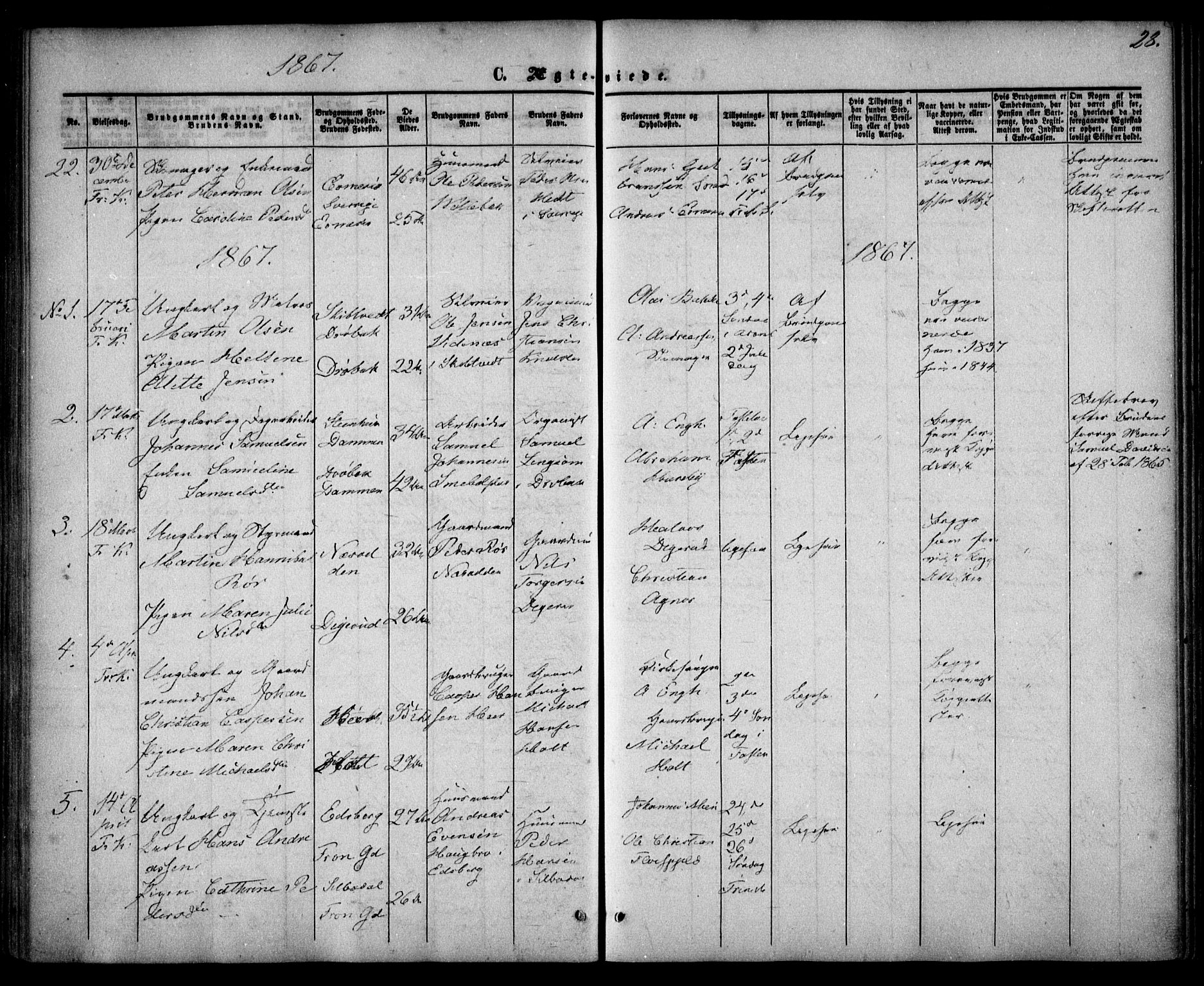 Drøbak prestekontor Kirkebøker, AV/SAO-A-10142a/F/Fa/L0002: Ministerialbok nr. I 2, 1858-1870, s. 28