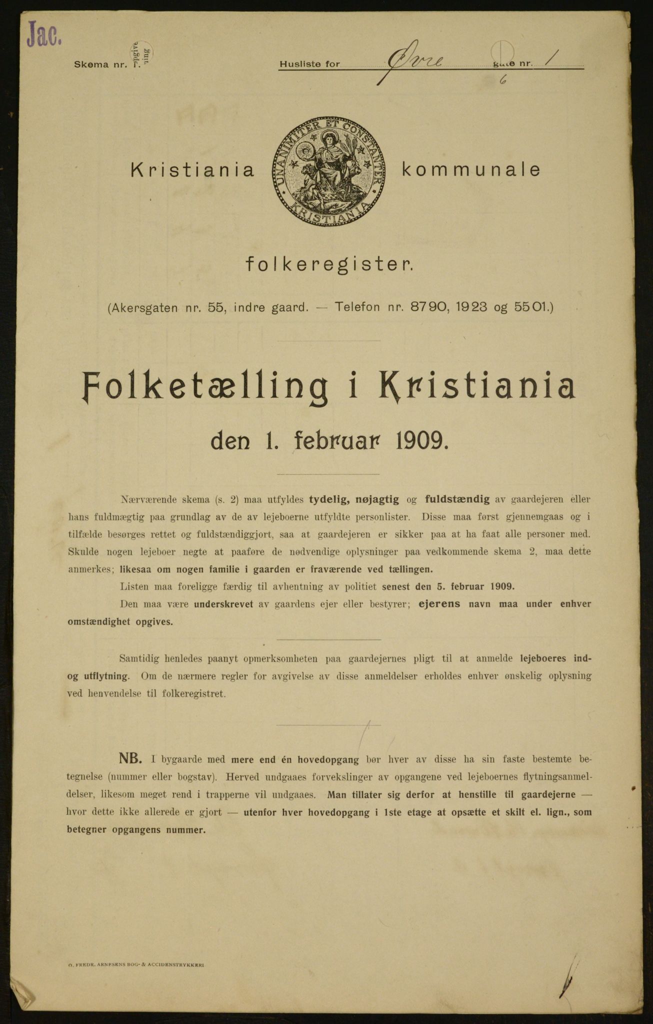 OBA, Kommunal folketelling 1.2.1909 for Kristiania kjøpstad, 1909, s. 117737