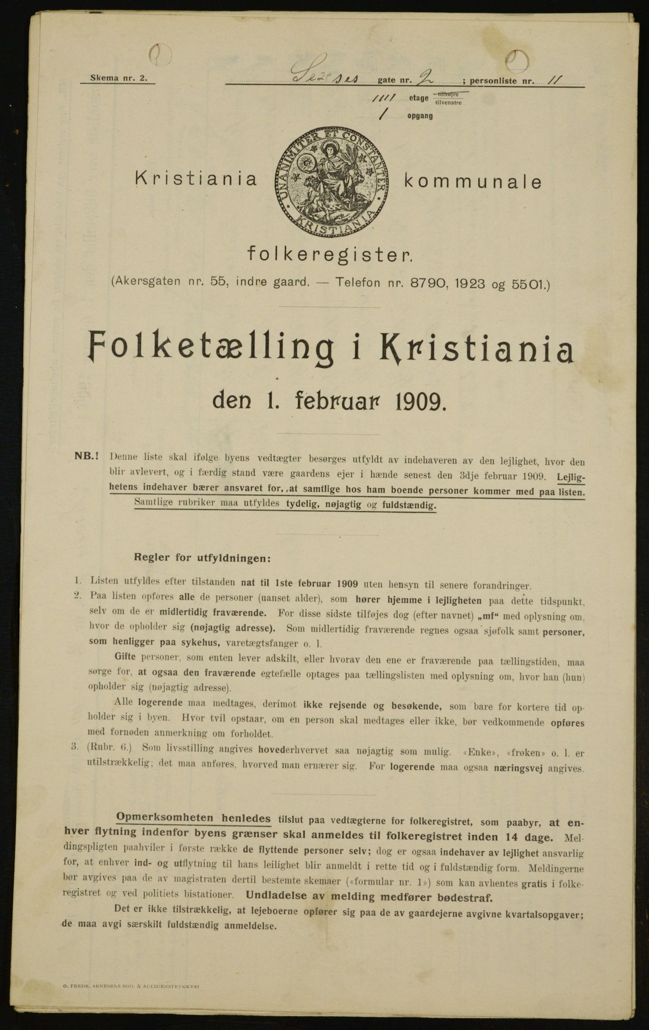 OBA, Kommunal folketelling 1.2.1909 for Kristiania kjøpstad, 1909, s. 85891