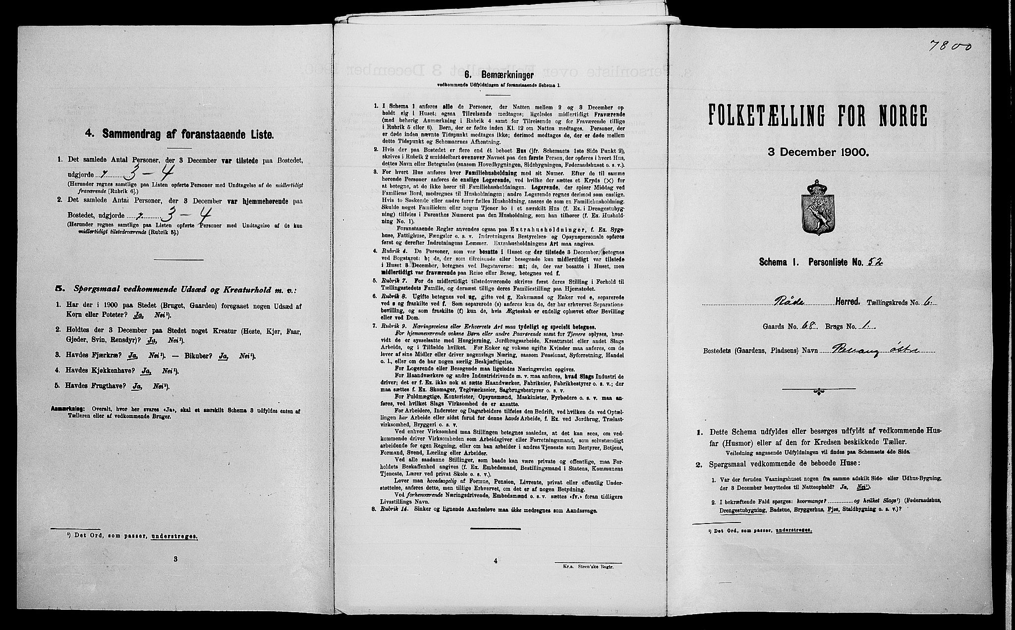 SAO, Folketelling 1900 for 0135 Råde herred, 1900