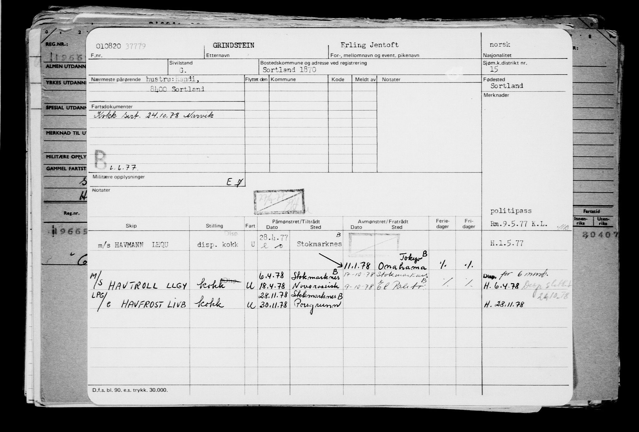 Direktoratet for sjømenn, AV/RA-S-3545/G/Gb/L0184: Hovedkort, 1920, s. 5