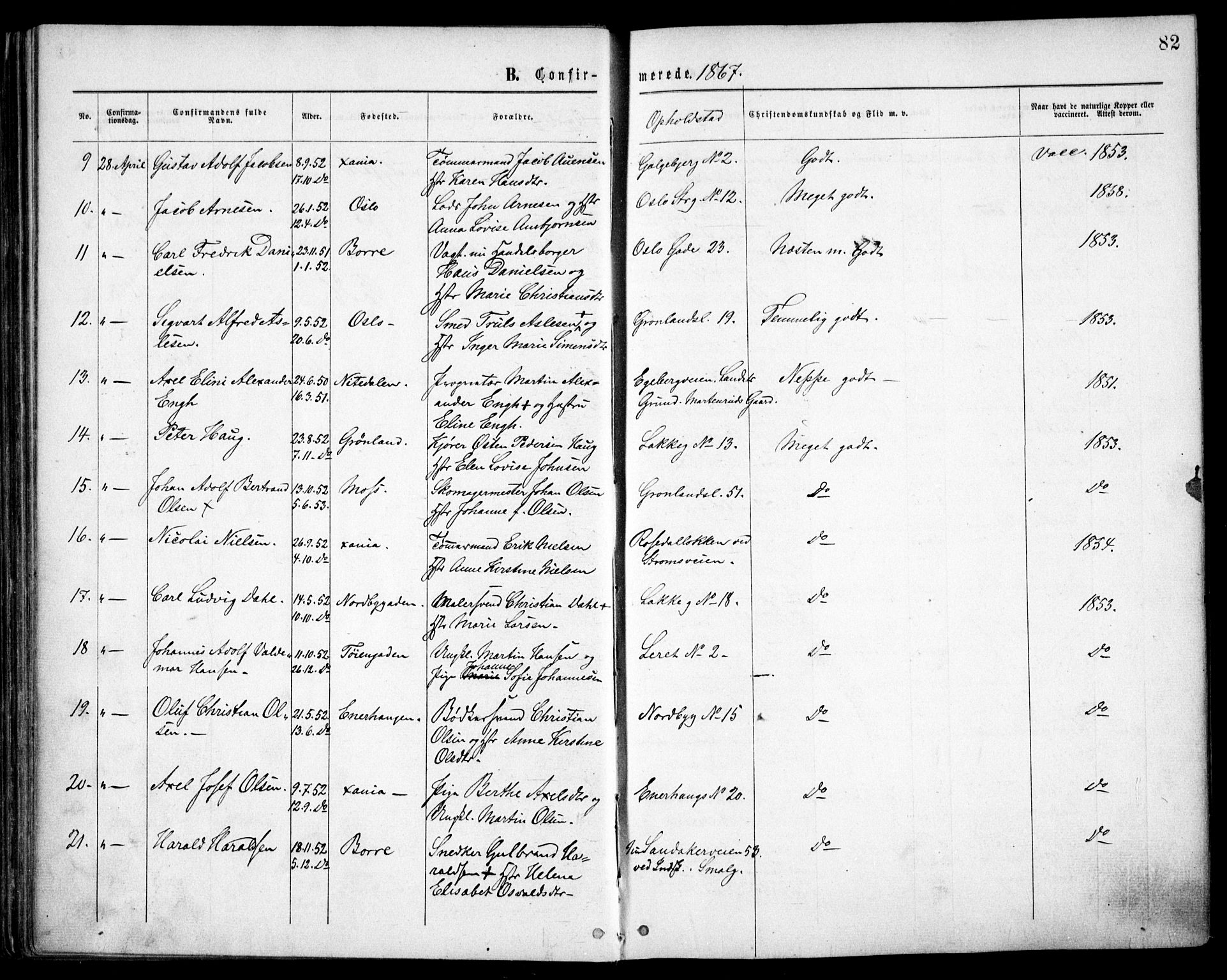 Grønland prestekontor Kirkebøker, AV/SAO-A-10848/F/Fa/L0003: Ministerialbok nr. 3, 1862-1868, s. 82
