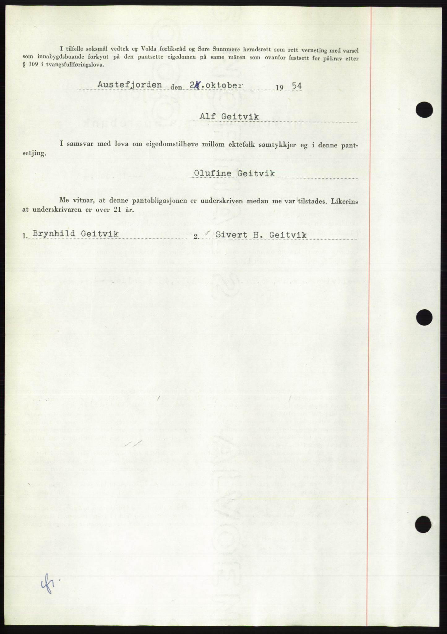 Søre Sunnmøre sorenskriveri, AV/SAT-A-4122/1/2/2C/L0126: Pantebok nr. 14B, 1954-1955, Dagboknr: 2583/1954