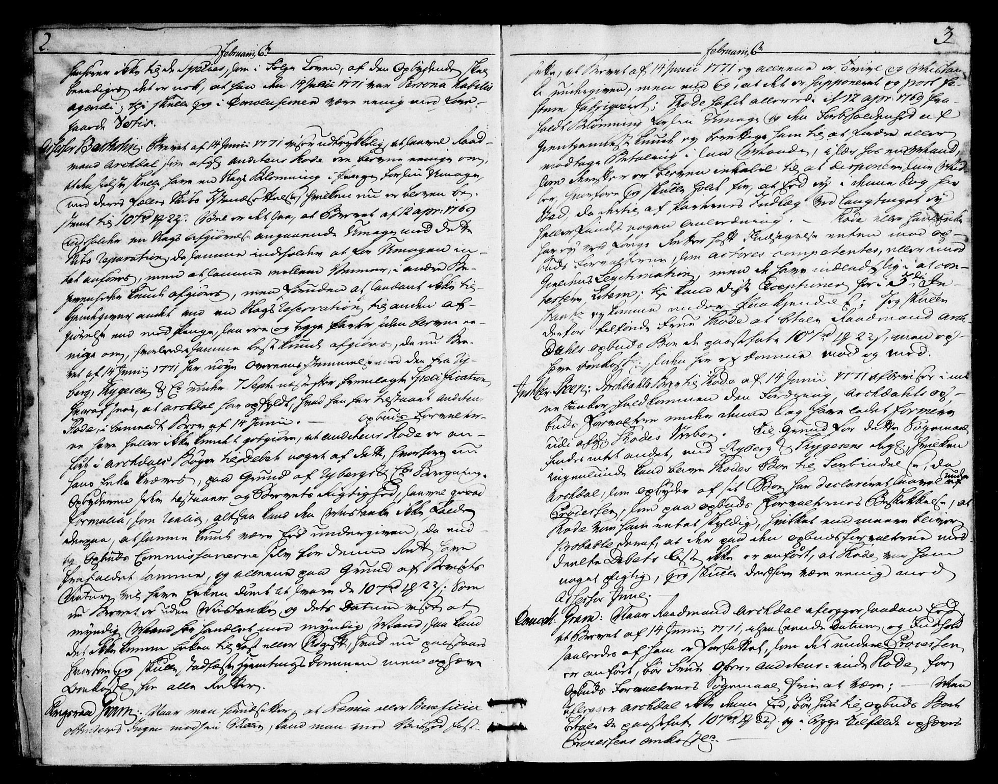 Overhoffretten 1667-1797, AV/RA-EA-2884/Ac/L0214: Voteringsprotokoll, 1775, s. 2-3