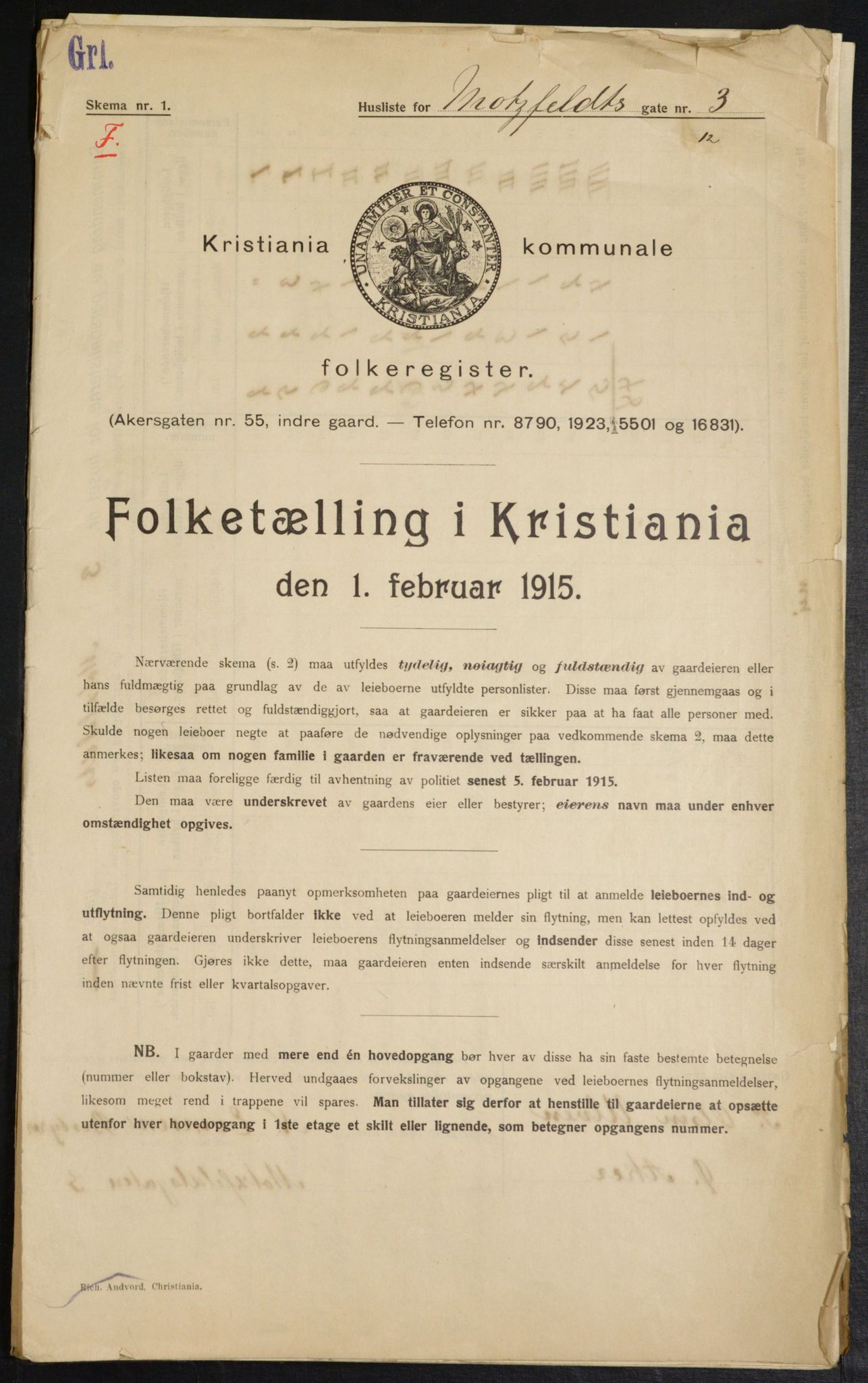 OBA, Kommunal folketelling 1.2.1915 for Kristiania, 1915, s. 65327