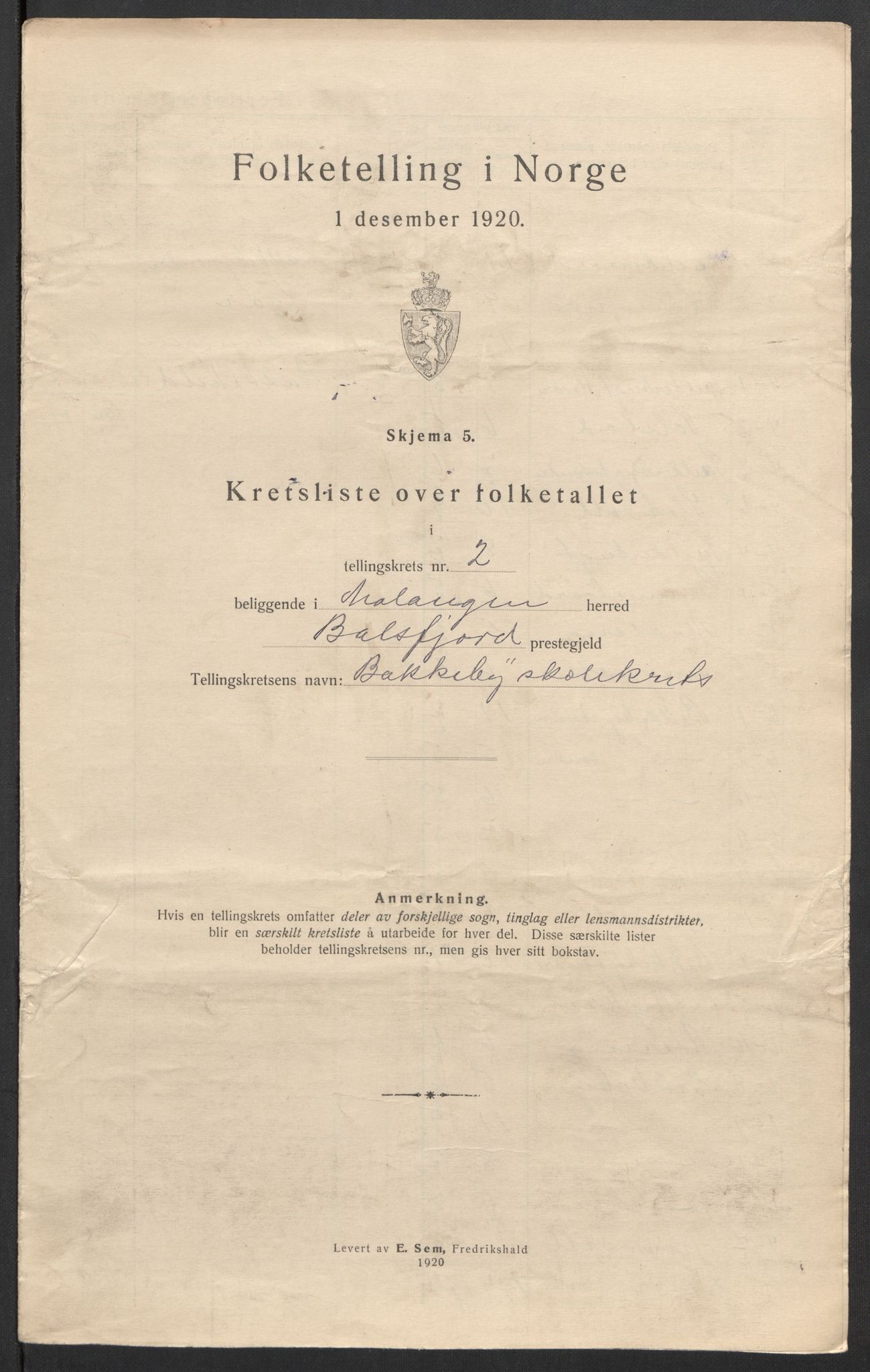 SATØ, Folketelling 1920 for 1932 Malangen herred, 1920, s. 9