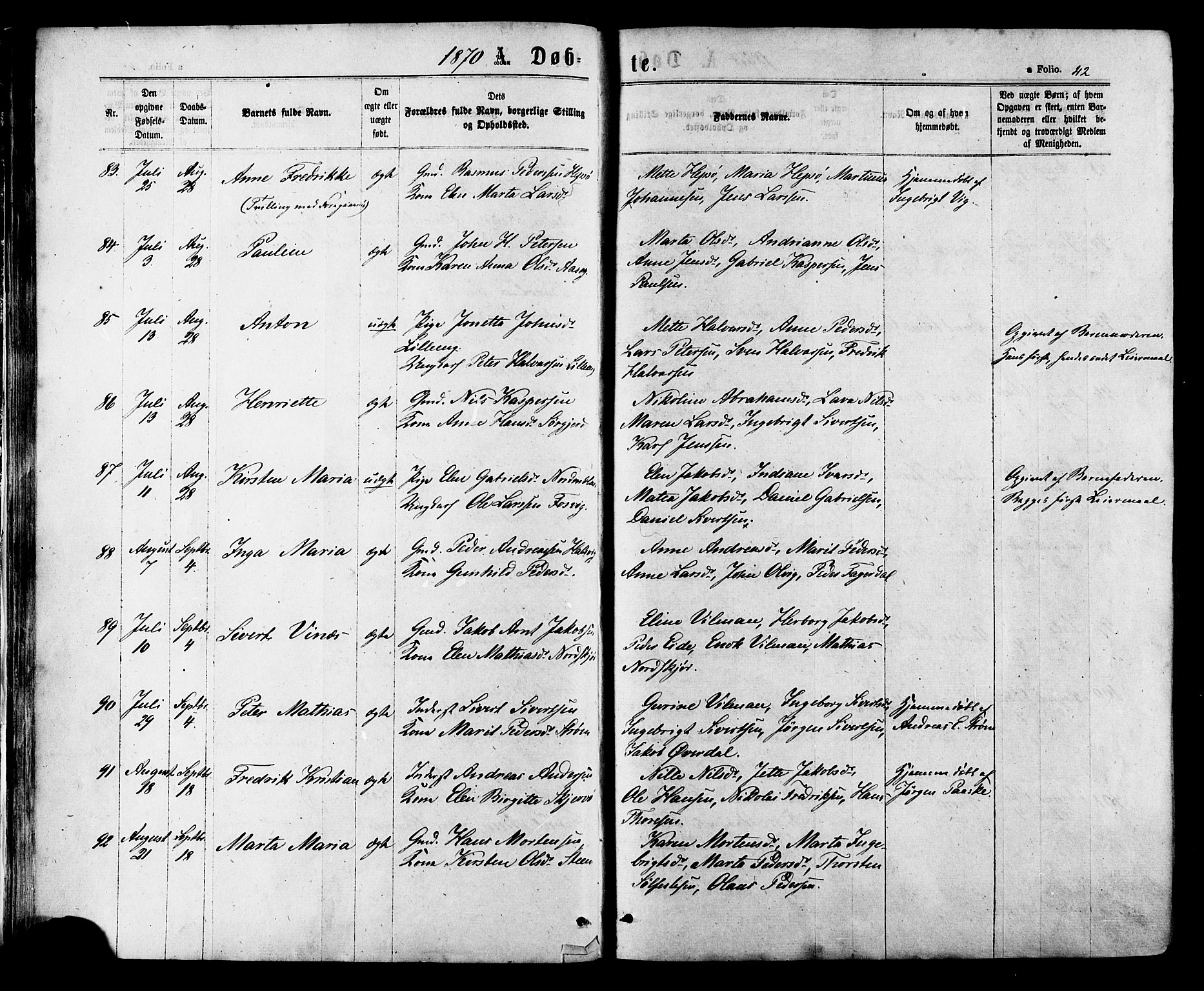 Ministerialprotokoller, klokkerbøker og fødselsregistre - Sør-Trøndelag, SAT/A-1456/657/L0706: Ministerialbok nr. 657A07, 1867-1878, s. 42