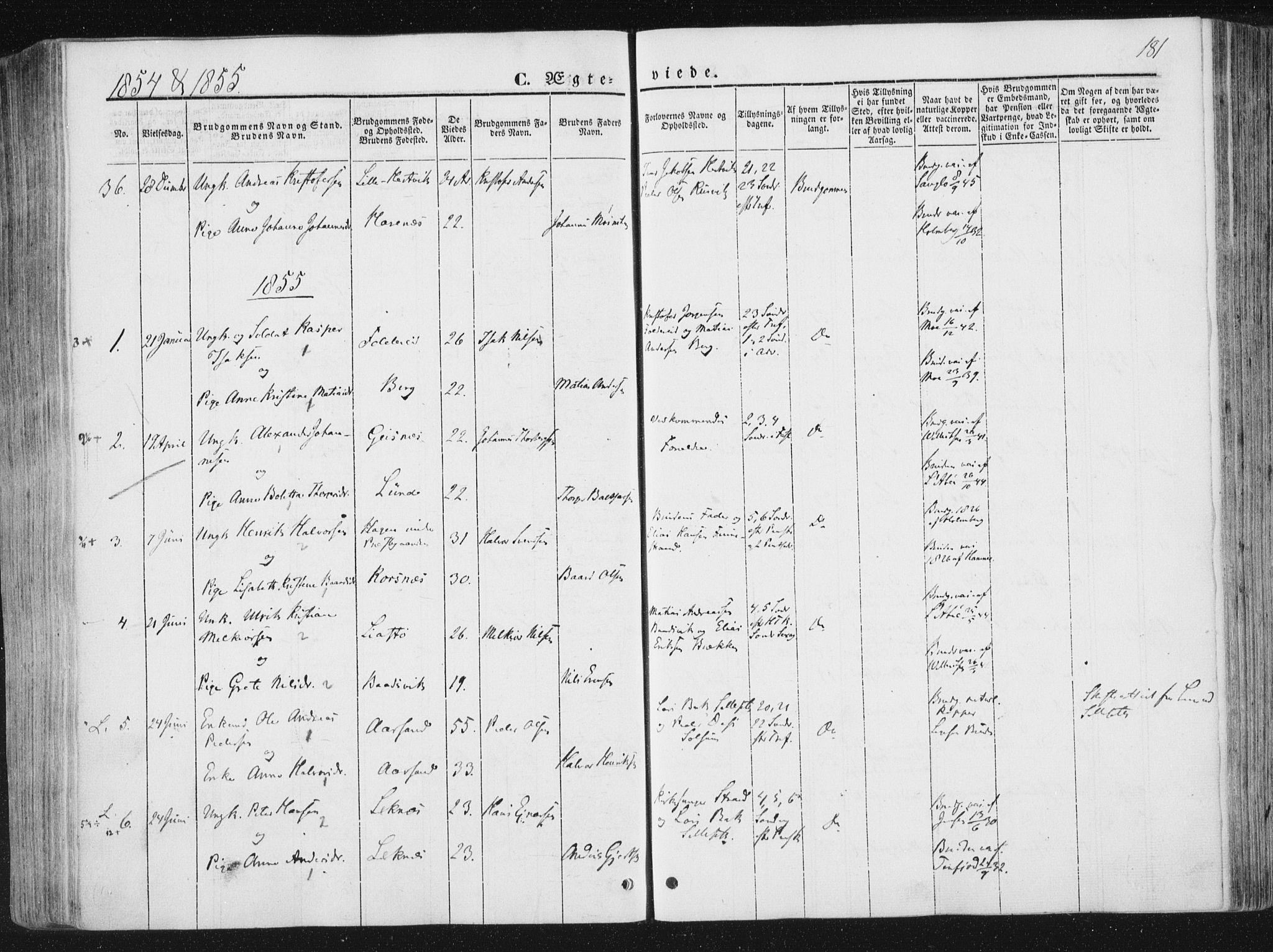 Ministerialprotokoller, klokkerbøker og fødselsregistre - Nord-Trøndelag, AV/SAT-A-1458/780/L0640: Ministerialbok nr. 780A05, 1845-1856, s. 181