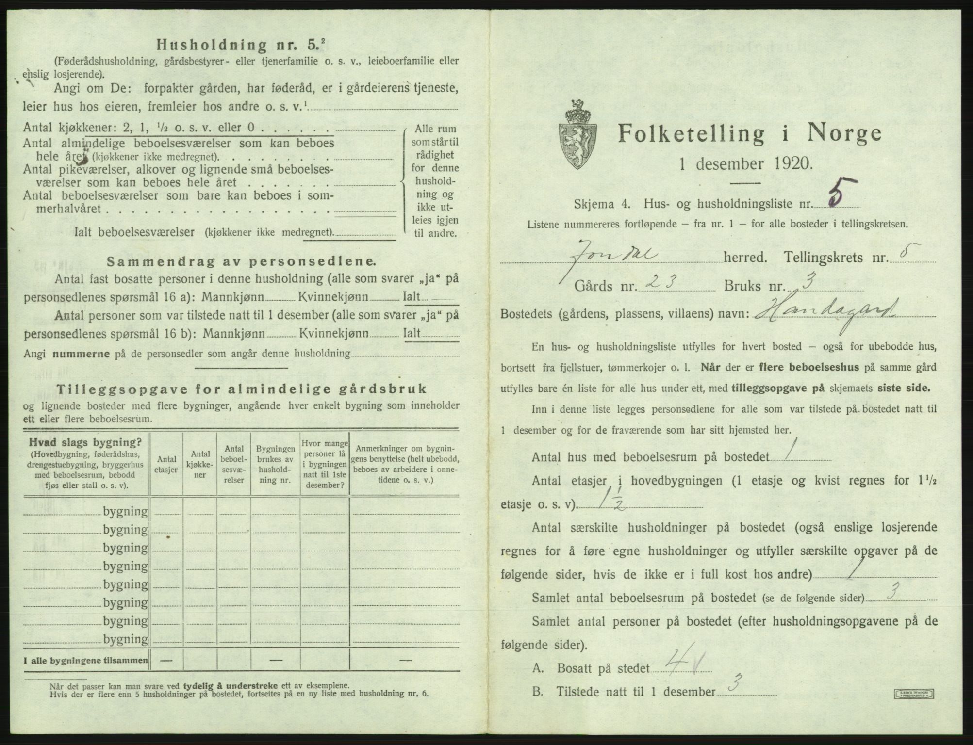 SAB, Folketelling 1920 for 1227 Jondal herred, 1920, s. 357