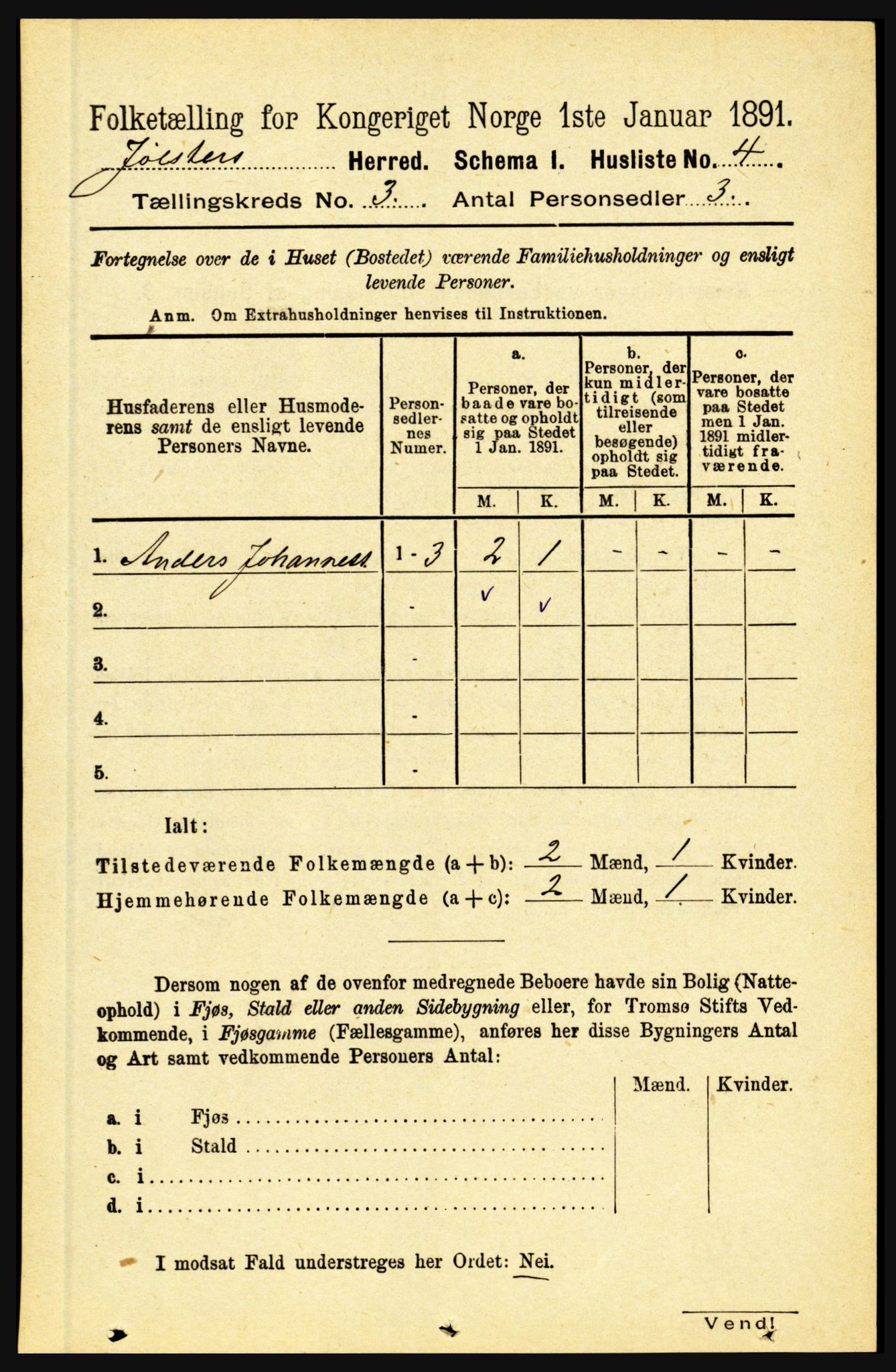 RA, Folketelling 1891 for 1431 Jølster herred, 1891, s. 917