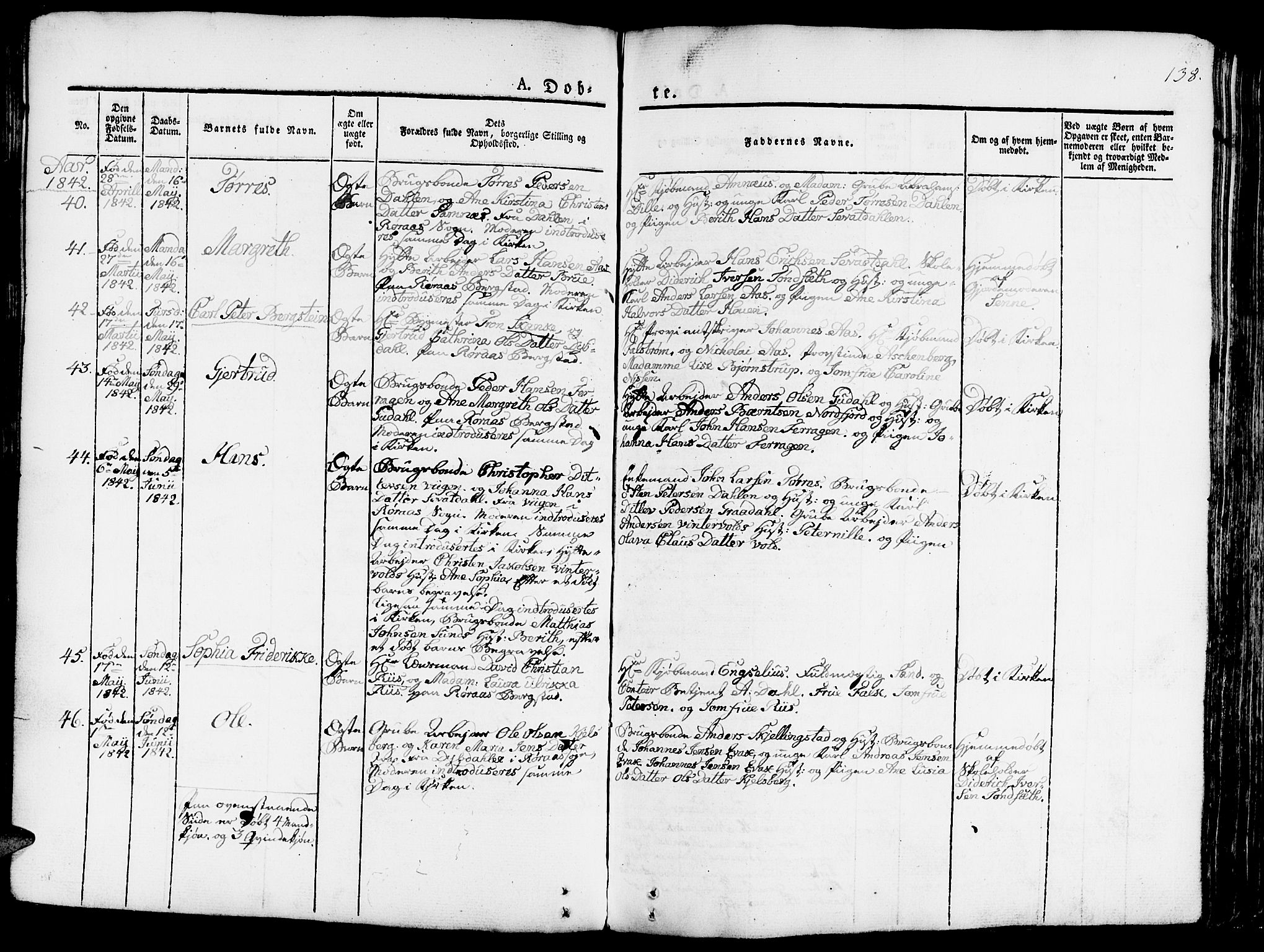 Ministerialprotokoller, klokkerbøker og fødselsregistre - Sør-Trøndelag, SAT/A-1456/681/L0938: Klokkerbok nr. 681C02, 1829-1879, s. 138