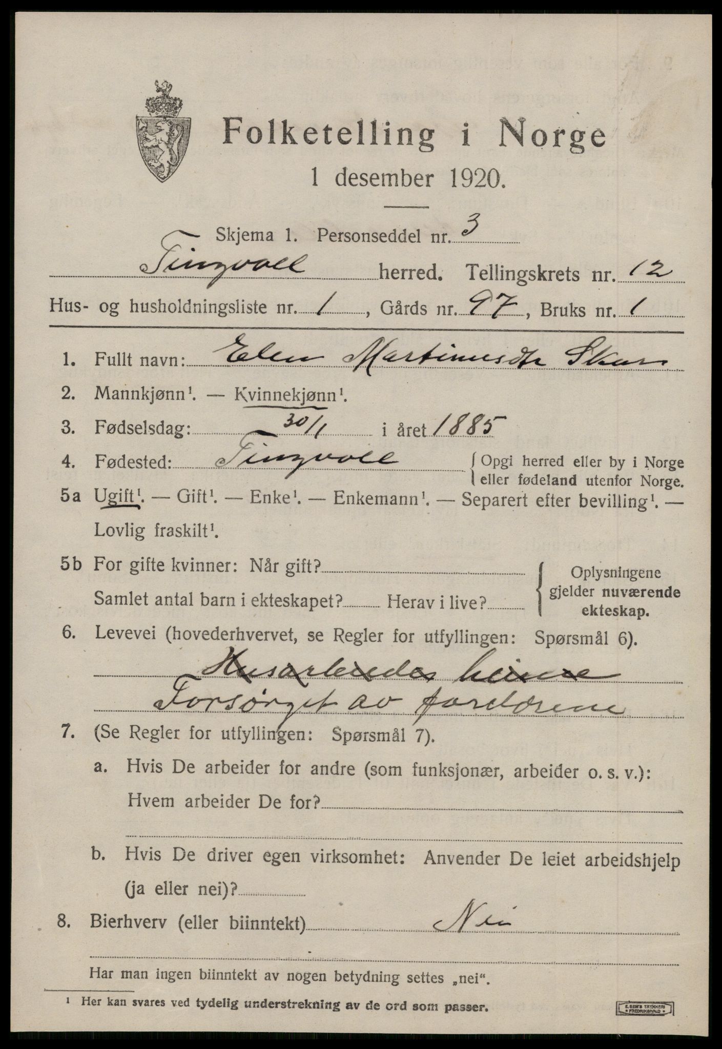SAT, Folketelling 1920 for 1560 Tingvoll herred, 1920, s. 5932