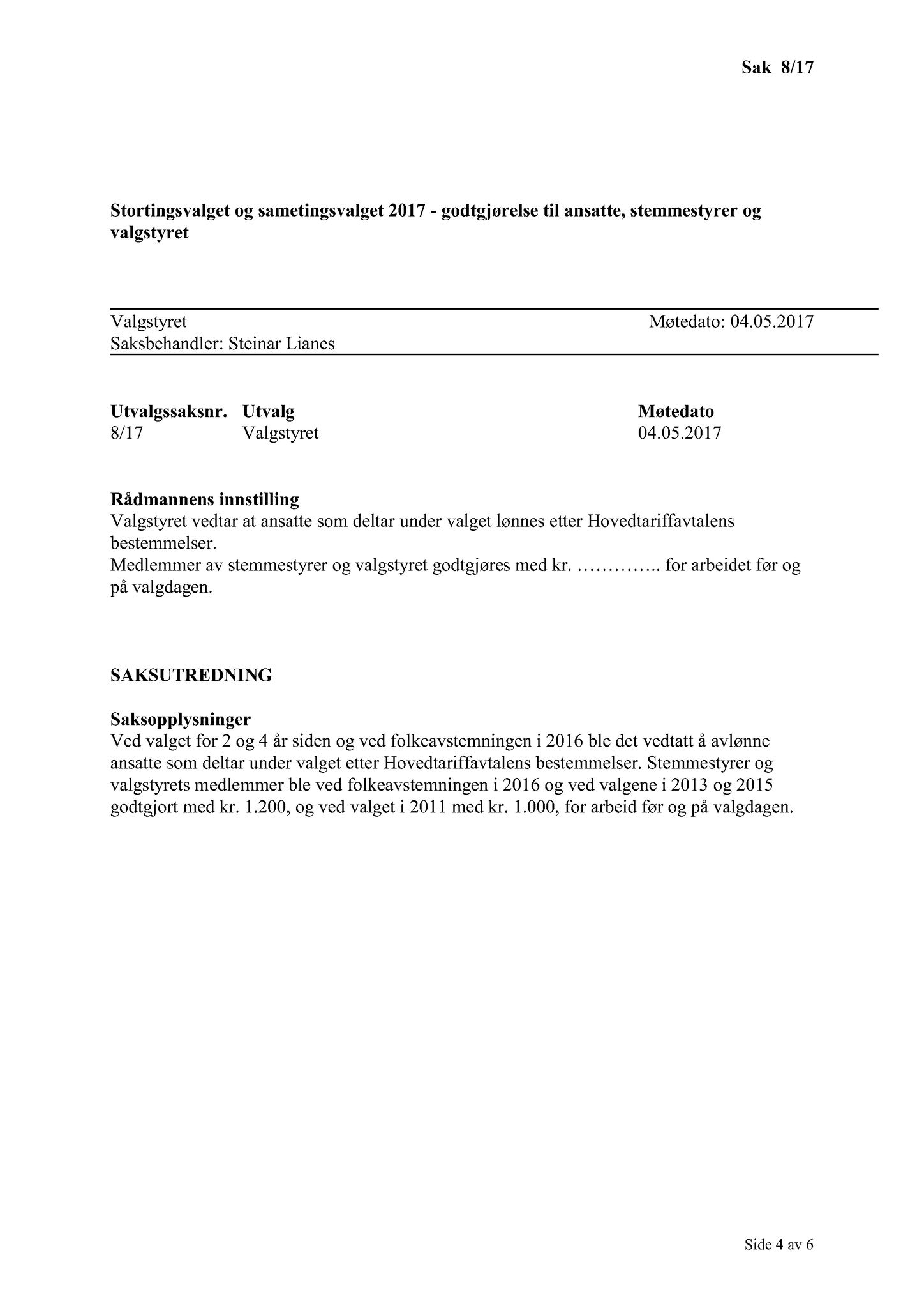 Klæbu Kommune, TRKO/KK/10-VS/L003: Valgnemnda - Møtedokumenter, 2017, s. 32