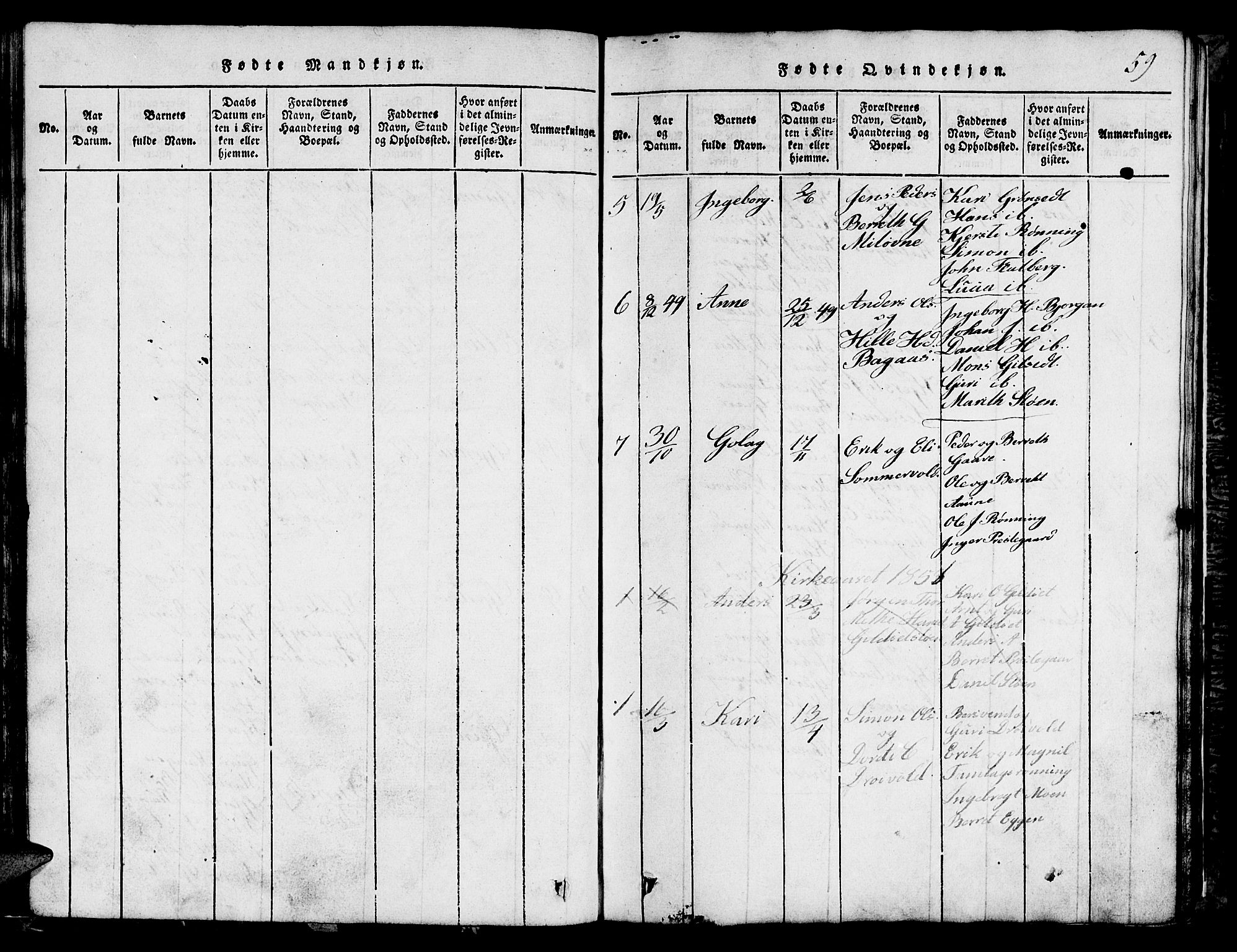 Ministerialprotokoller, klokkerbøker og fødselsregistre - Sør-Trøndelag, AV/SAT-A-1456/685/L0976: Klokkerbok nr. 685C01, 1817-1878, s. 59