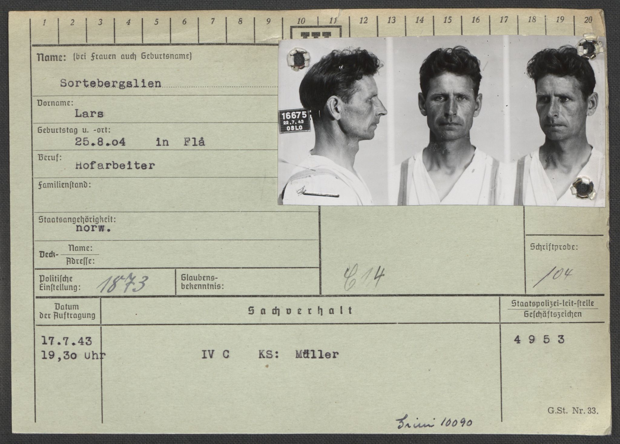 Befehlshaber der Sicherheitspolizei und des SD, AV/RA-RAFA-5969/E/Ea/Eaa/L0009: Register over norske fanger i Møllergata 19: Ru-Sy, 1940-1945, s. 1072