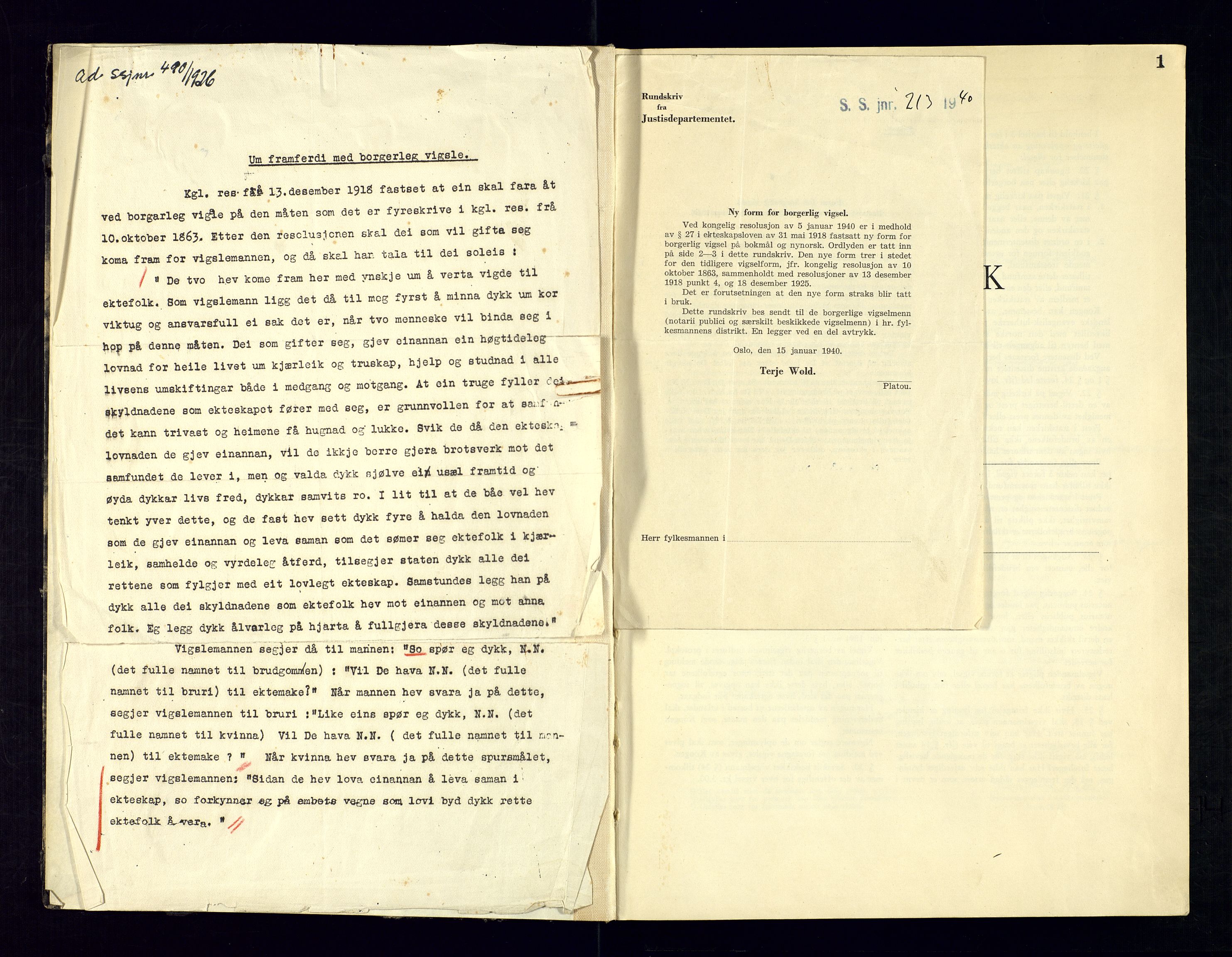 Setesdal  sorenskriveri - 2, AV/SAK-1221-0111/I/Ia/L0002/0001: Vigsel og prøving / Vigselbok, 1962-1969, s. 0-1