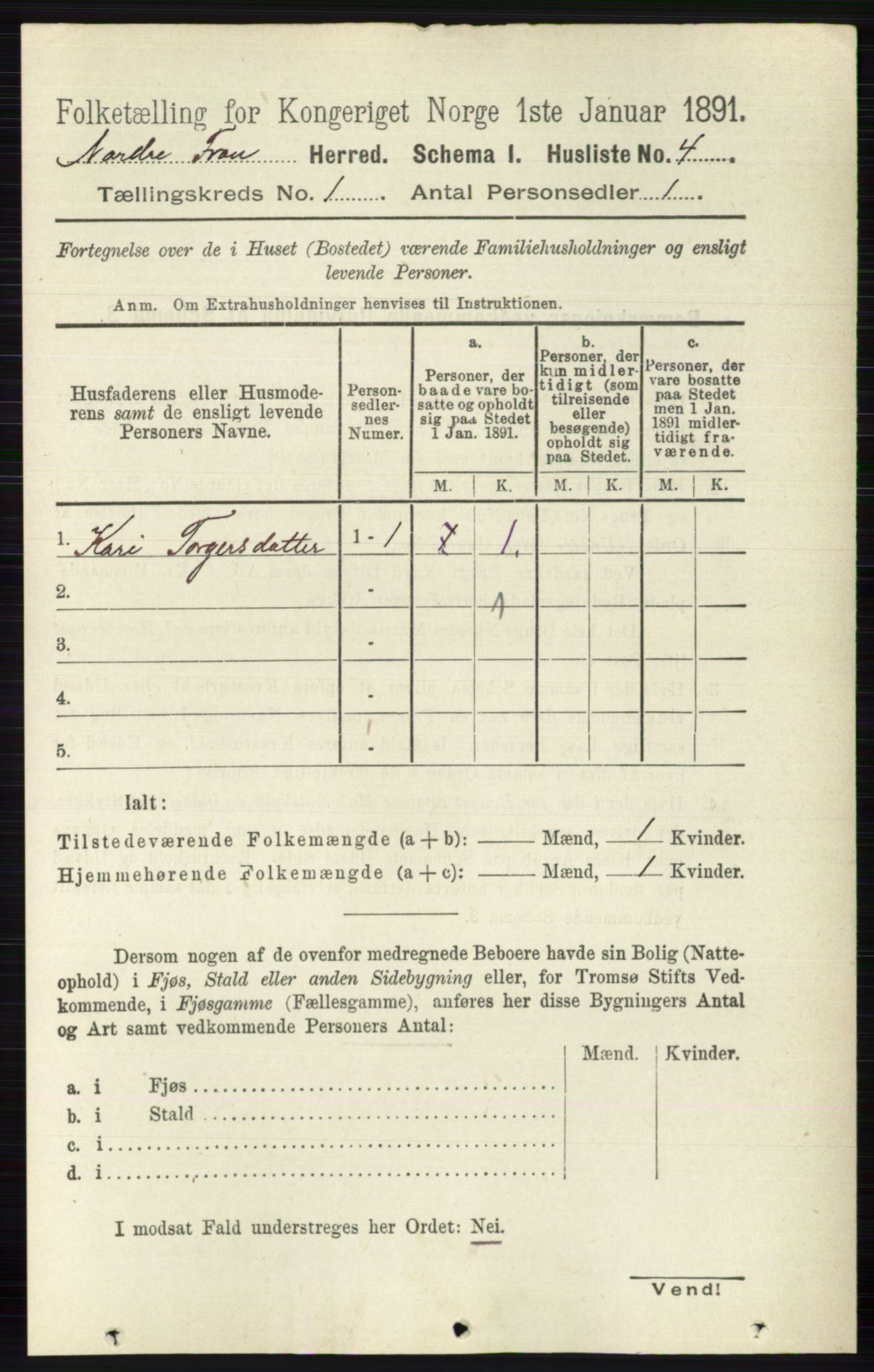 RA, Folketelling 1891 for 0518 Nord-Fron herred, 1891, s. 38