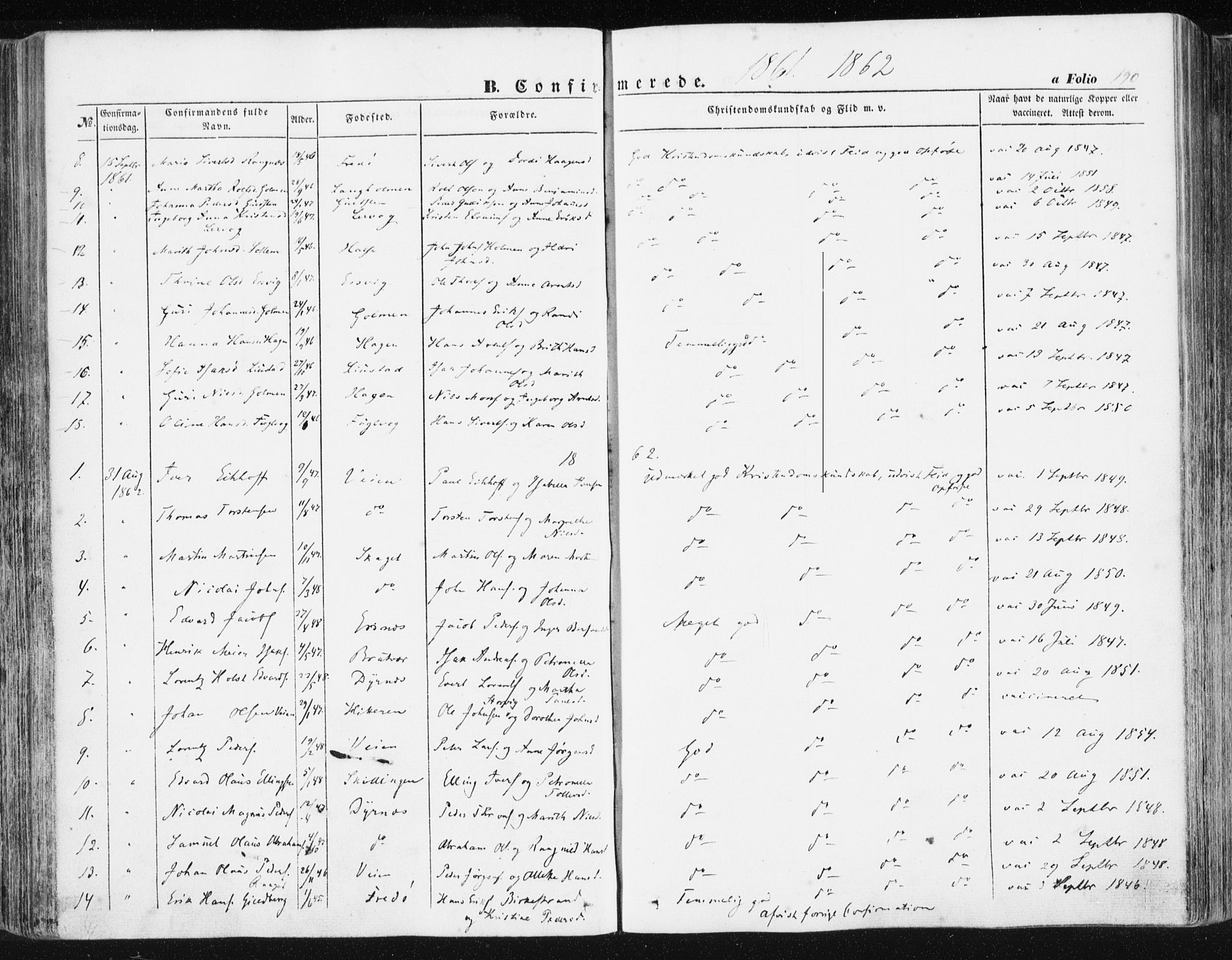 Ministerialprotokoller, klokkerbøker og fødselsregistre - Møre og Romsdal, SAT/A-1454/581/L0937: Ministerialbok nr. 581A05, 1853-1872, s. 190
