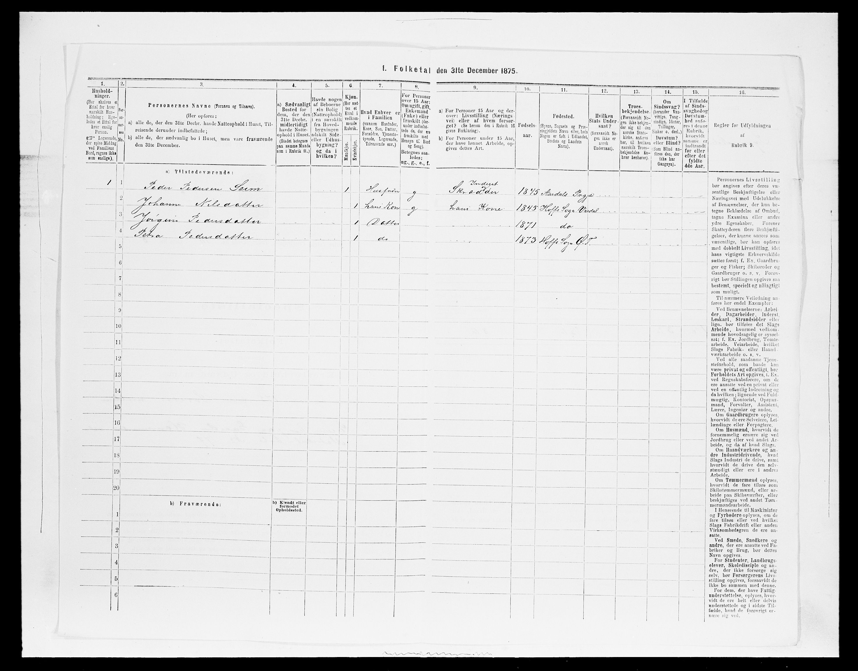 SAH, Folketelling 1875 for 0528P Østre Toten prestegjeld, 1875, s. 1829