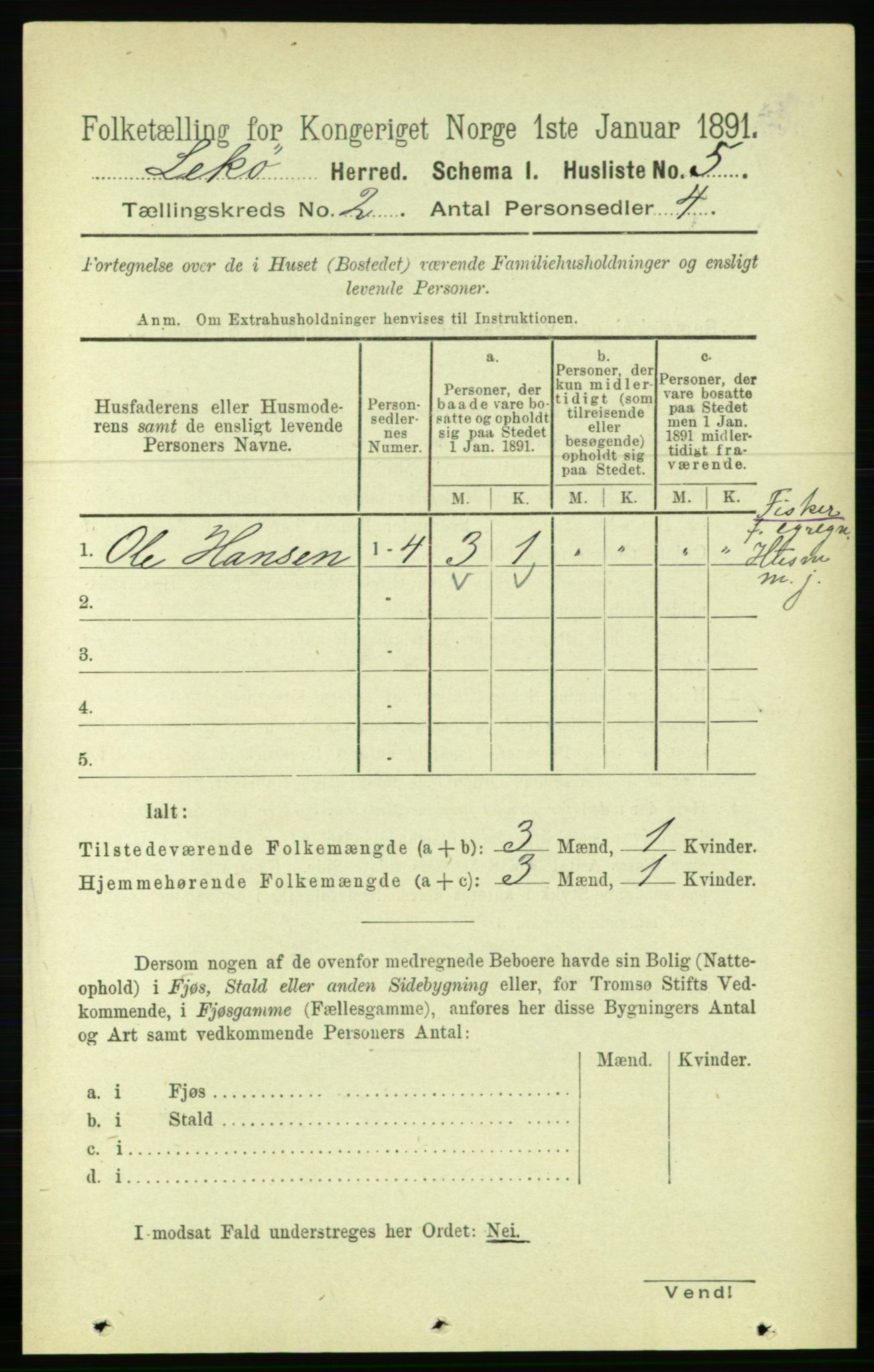 RA, Folketelling 1891 for 1755 Leka herred, 1891, s. 911