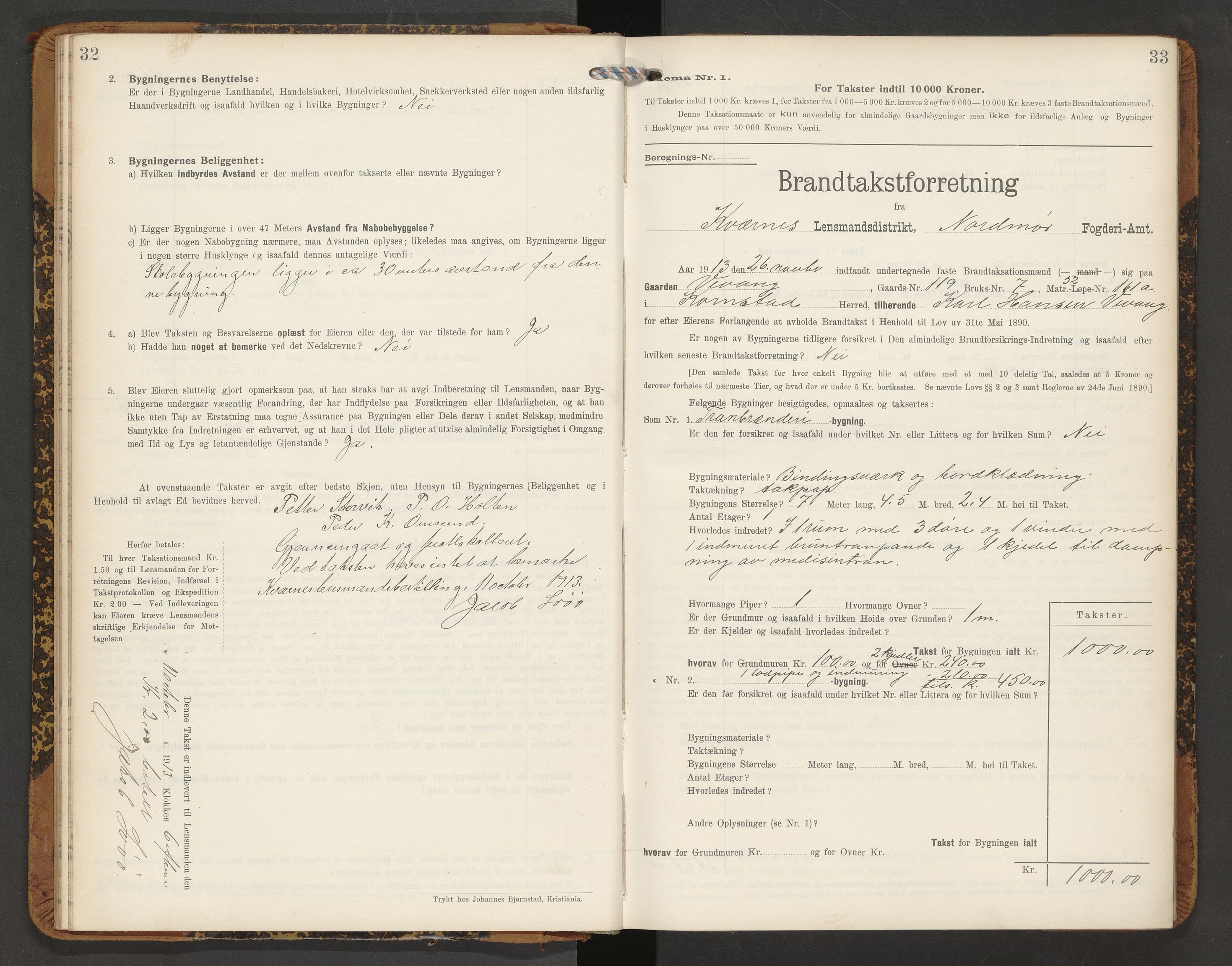 Norges Brannkasse Averøy og Frei, AV/SAT-A-5505/Fb/L0003: Branntakstprotokoll, 1910-1926, s. 32-33