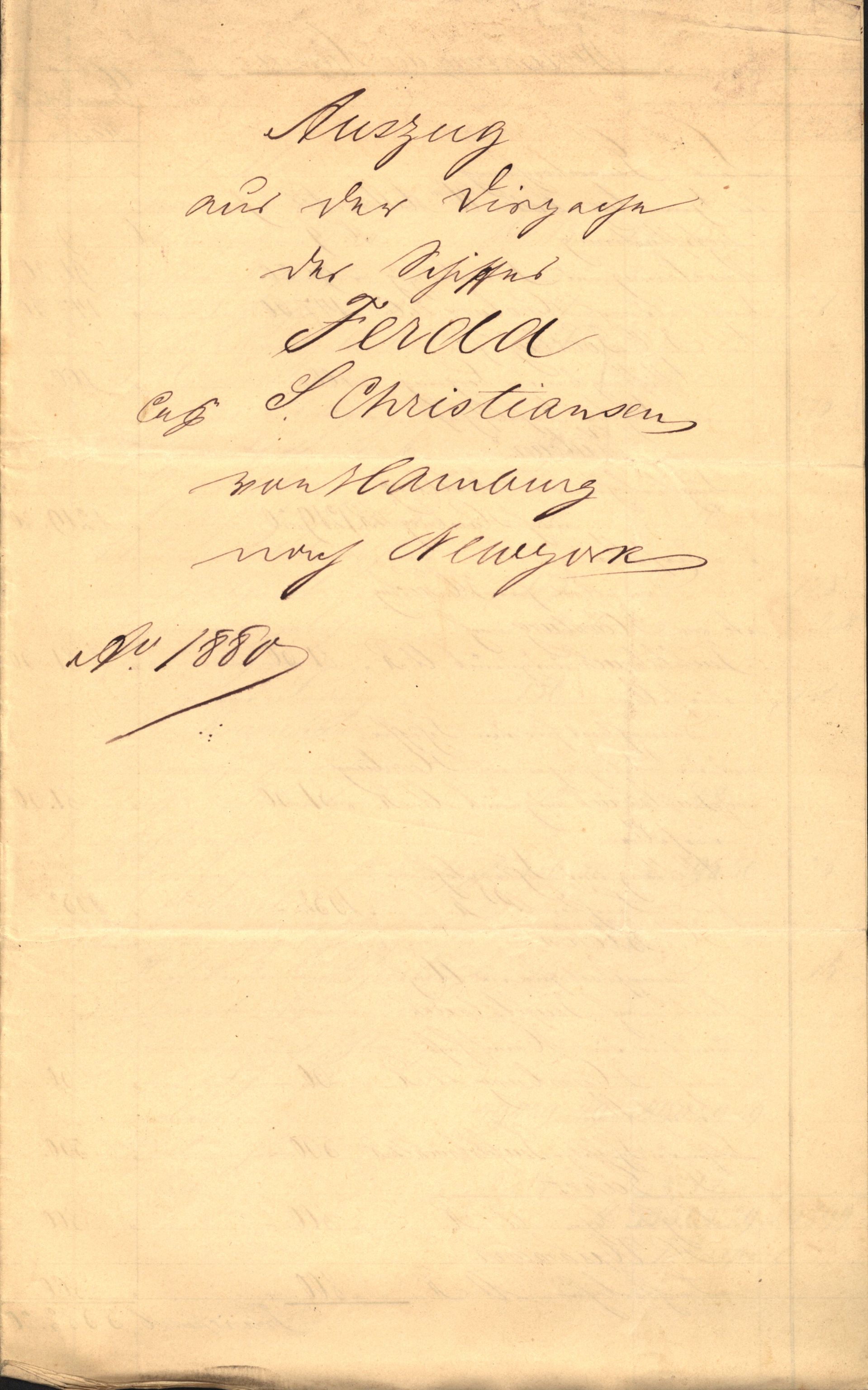 Pa 63 - Østlandske skibsassuranceforening, VEMU/A-1079/G/Ga/L0011/0017: Havaridokumenter / Ferda, 1879